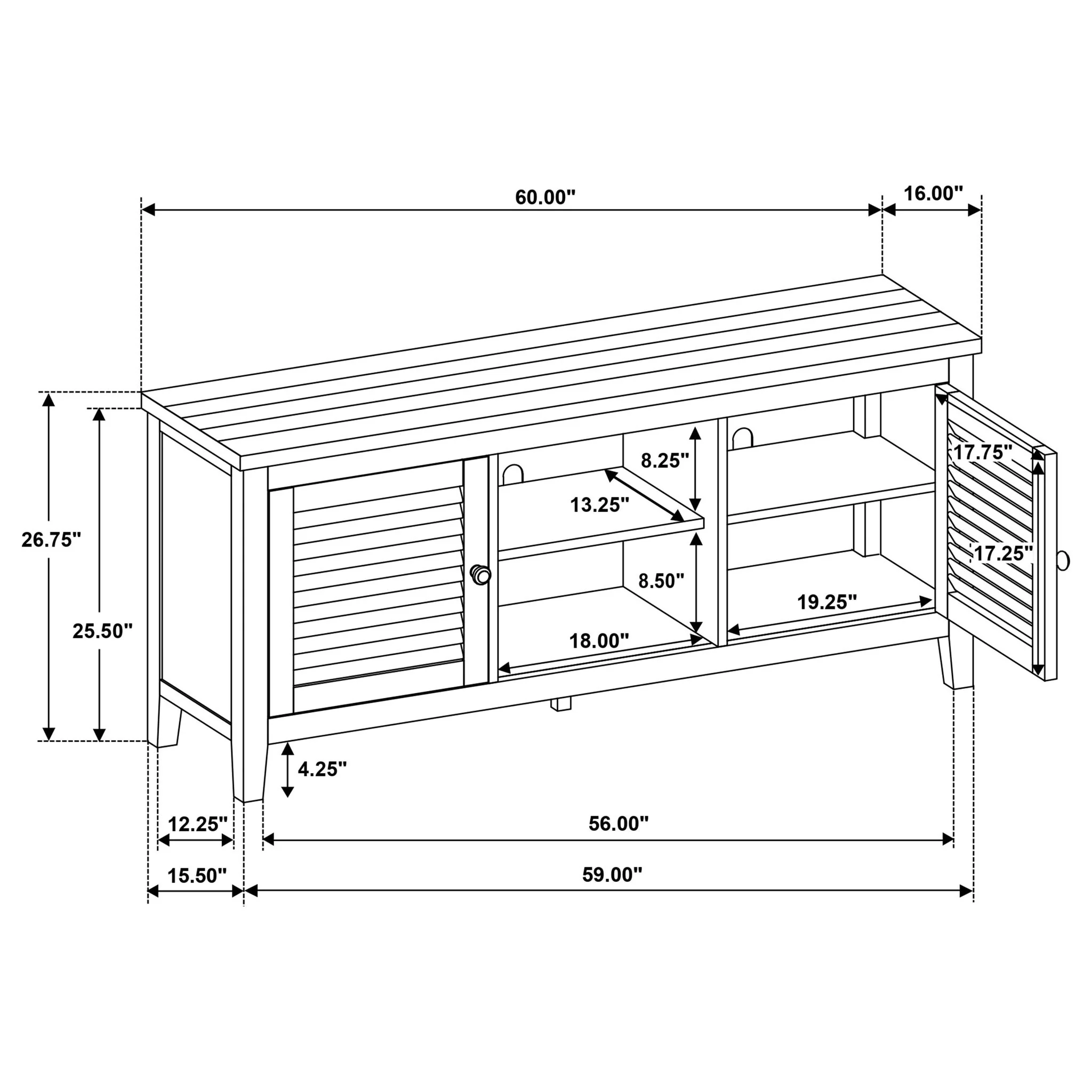 Sutter - 2 Door TV Stand With Mission Design - Dark Brown - Image 9