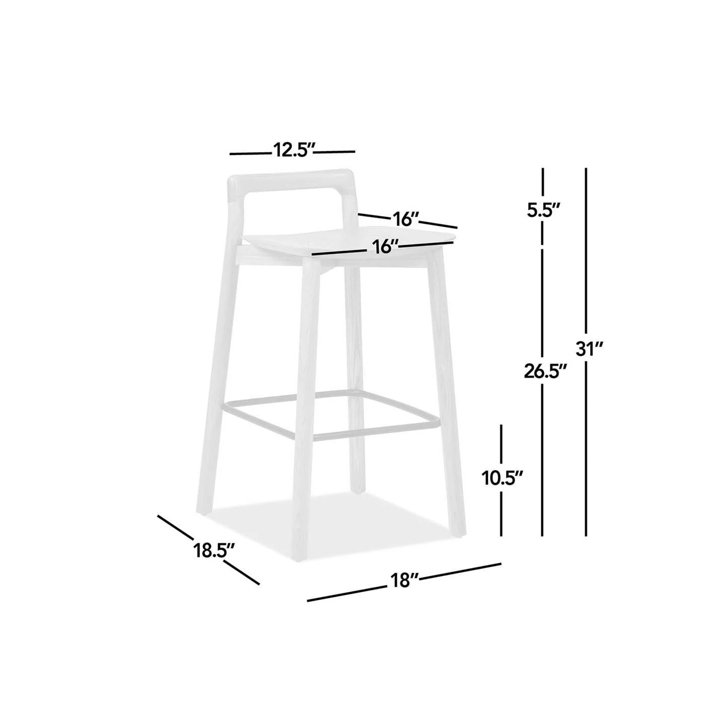Sven - Modern Minimalist Low Back Counter Stool - Dark Brown Walnut - Image 8