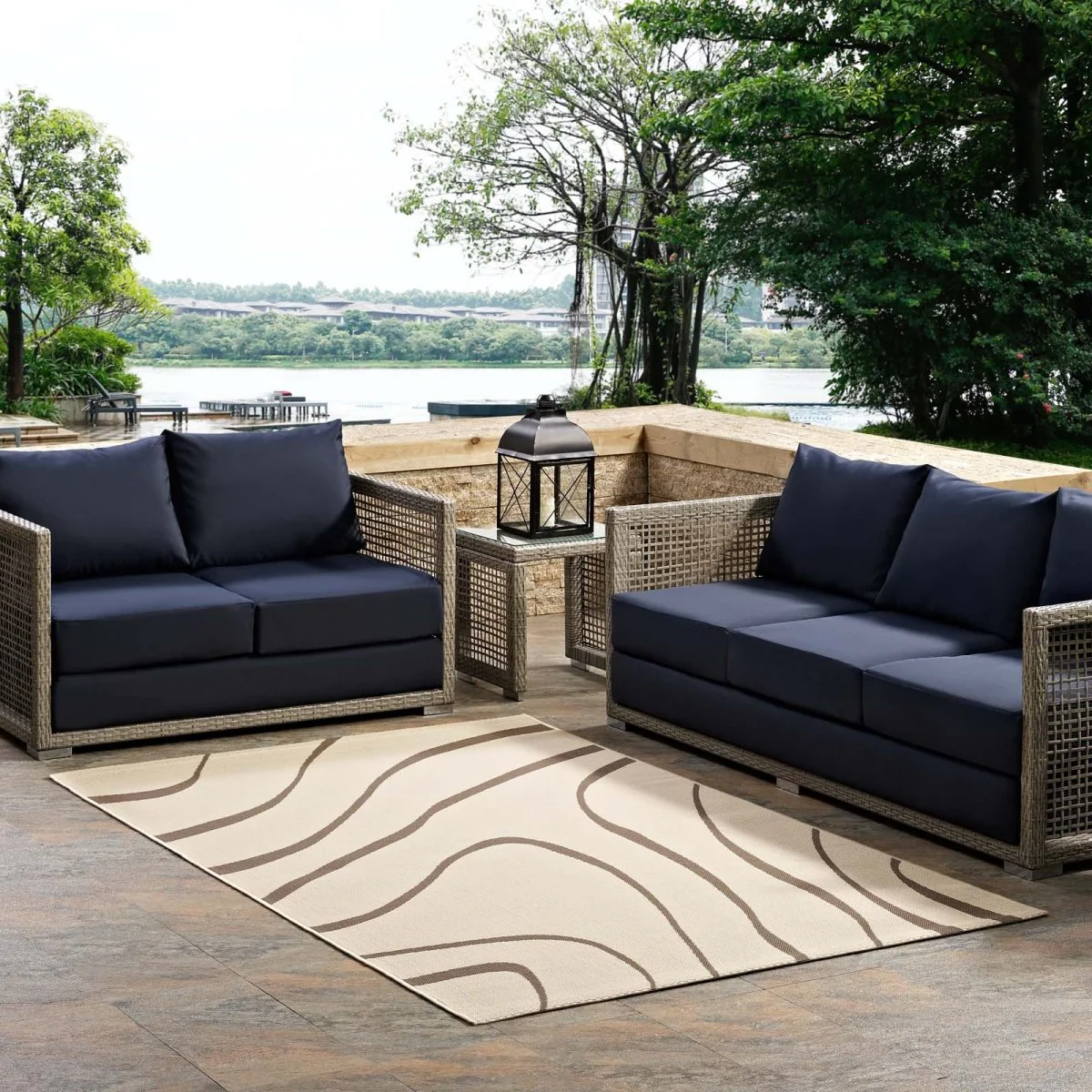 Swirl Abstract Indoor and Outdoor Area Rug - Modern Pattern Durable Accent Floor Covering - Image 7