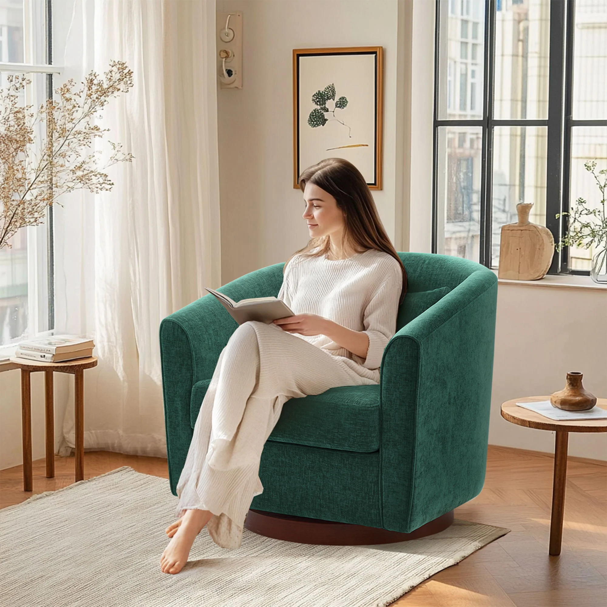 Swivel Accent Chair For Living Room, Sofa Chairs With Base Side For Living Room - Image 3