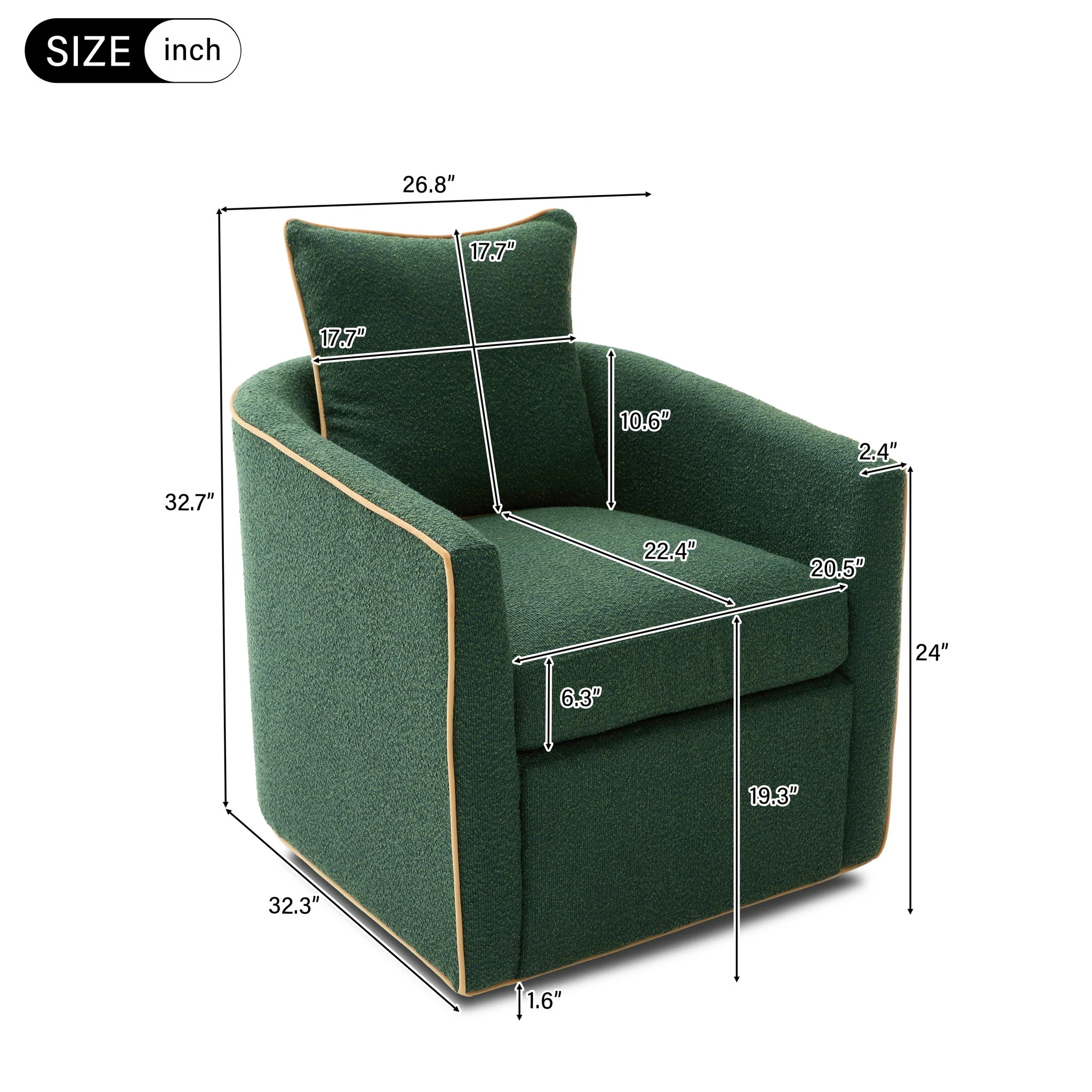 Swivel Accent Chair, Rotating Base, For Living Room - Image 12