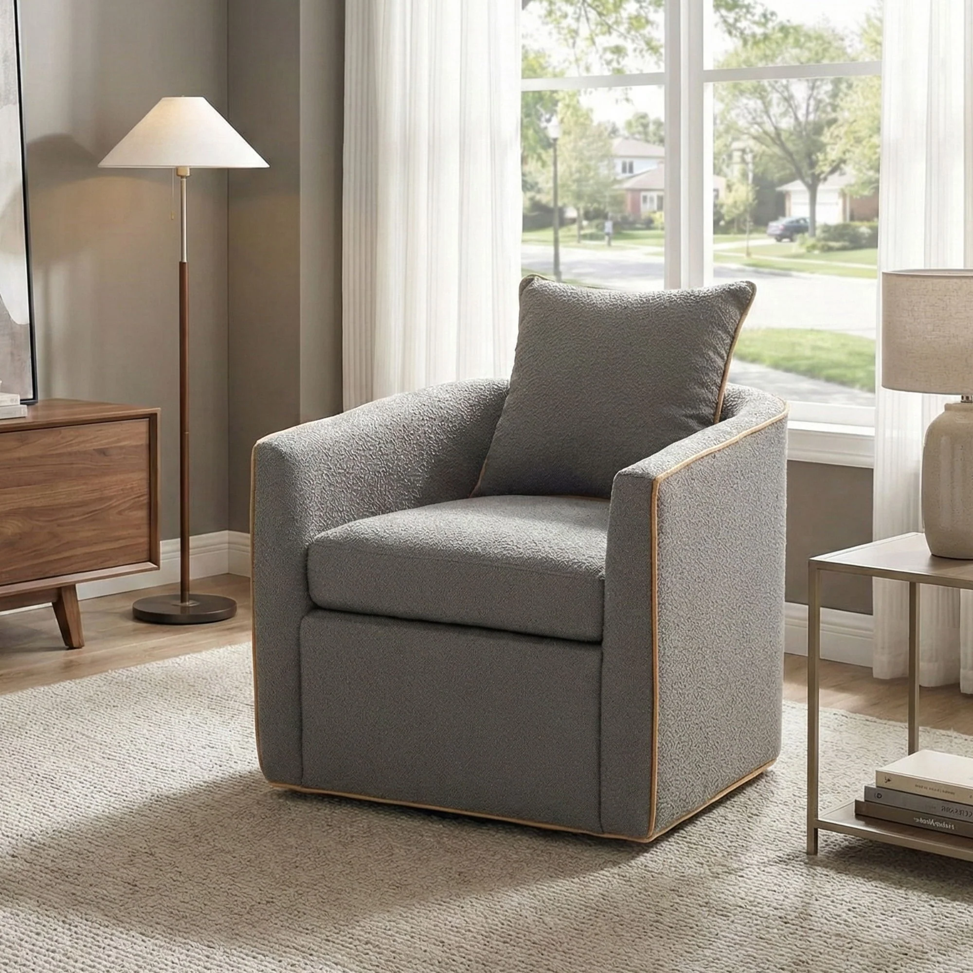 Swivel Accent Chair, Rotating Base, For Living Room - Image 5
