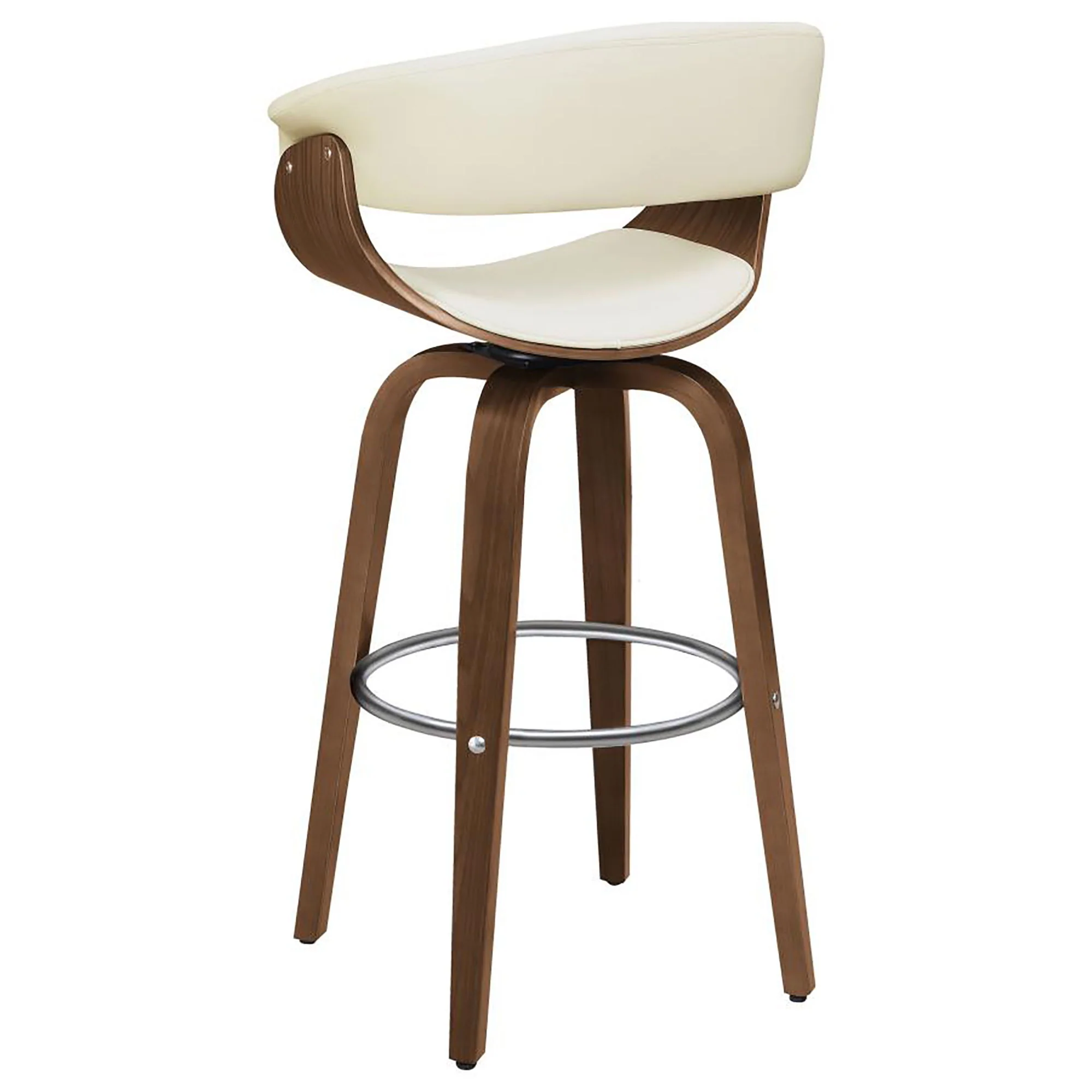 Swivel Bar Stool Elegant Design With Upholstery - Cream - Image 2