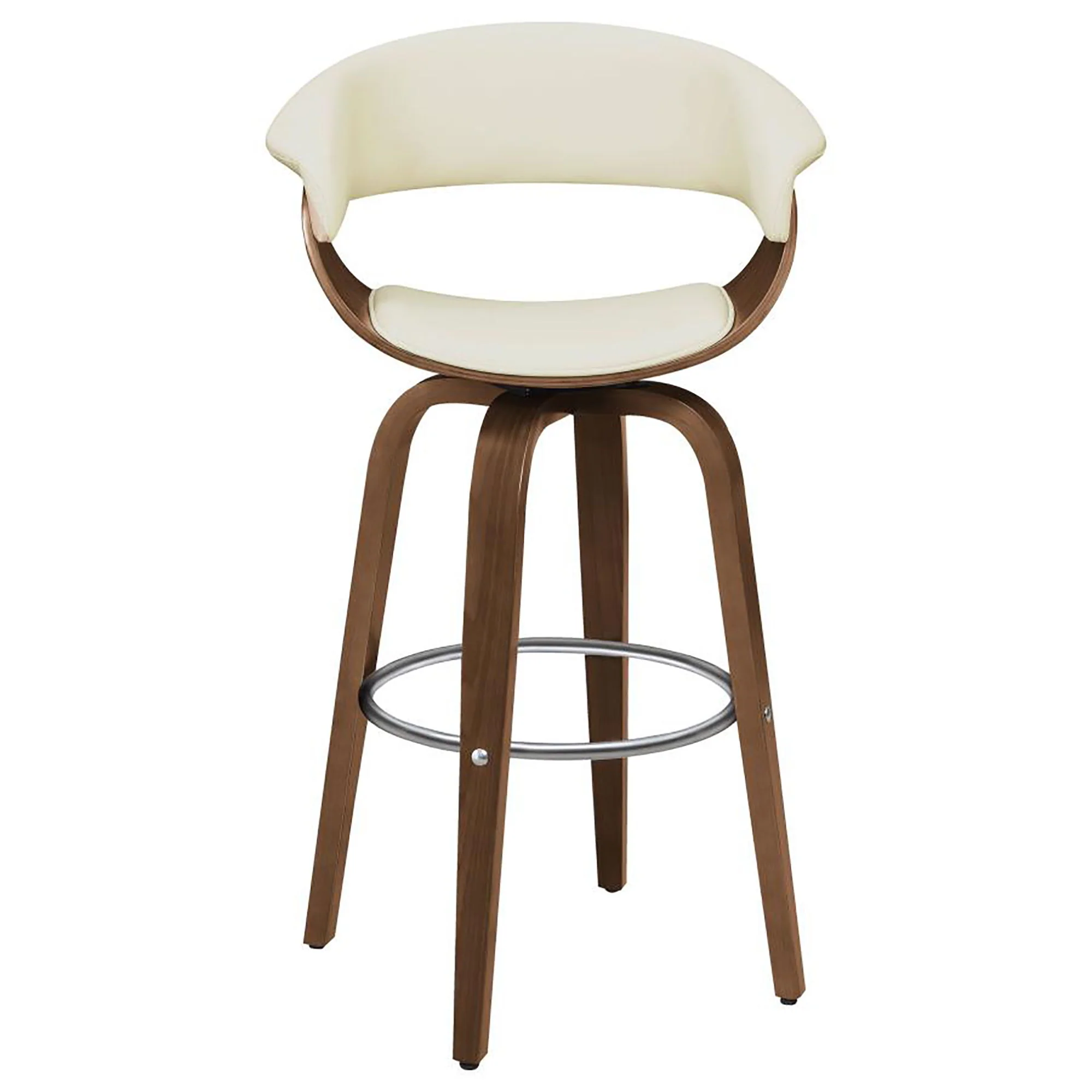 Swivel Bar Stool Elegant Design With Upholstery - Cream - Image 6