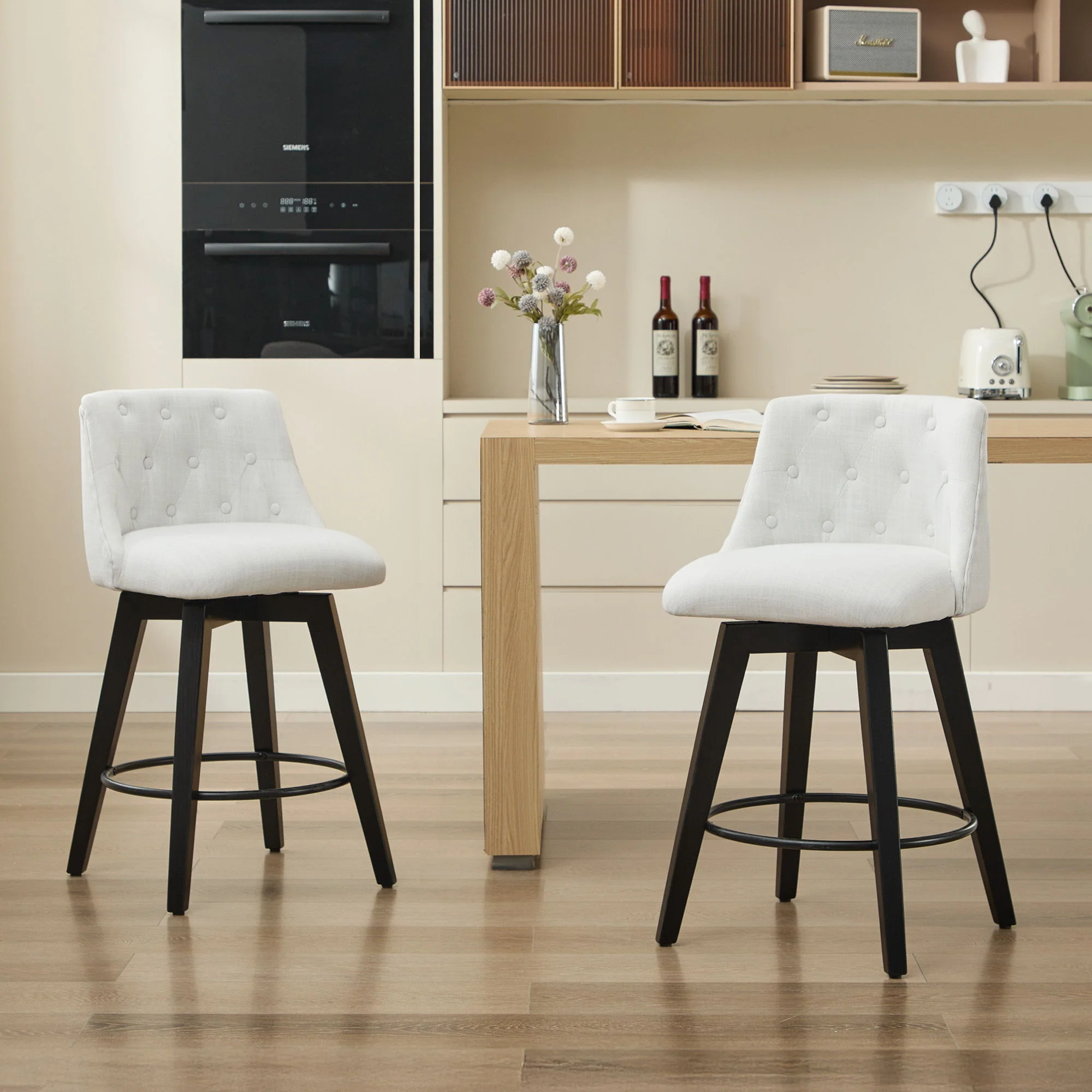 Swivel Bar Stools & Button Tufted Back (Set of 2) - Image 3
