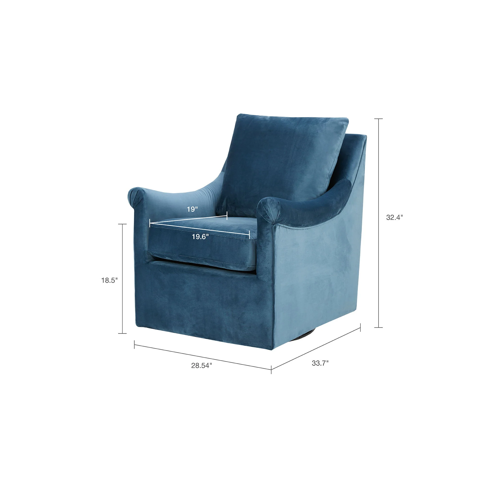 Swivel Chair With Curved Arms And Straight Back - Blue - Image 5