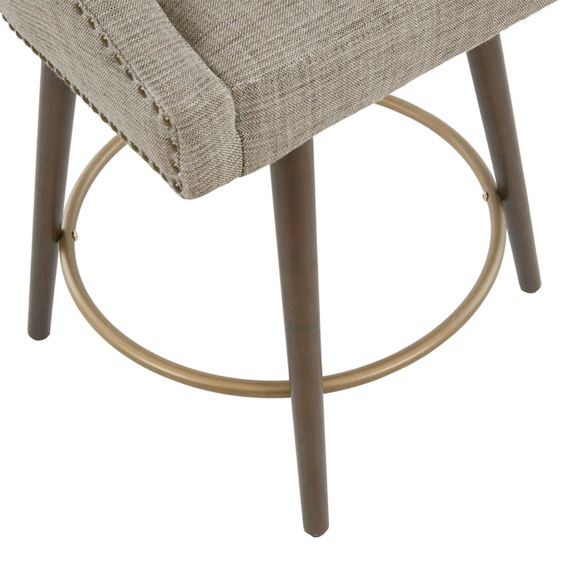 Swivel Counter Stool With Antique Bronze Detailing - Beige Multi - Image 5