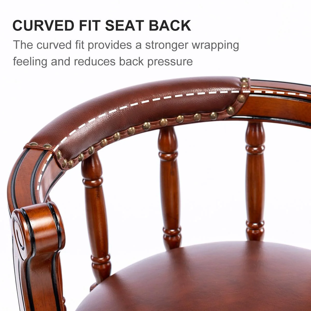 Swivel Cow Top Wooden Bar Stool, 360 Degree Swivel Bar Height Chair With Backs For Home Kitchen Counter - Image 14