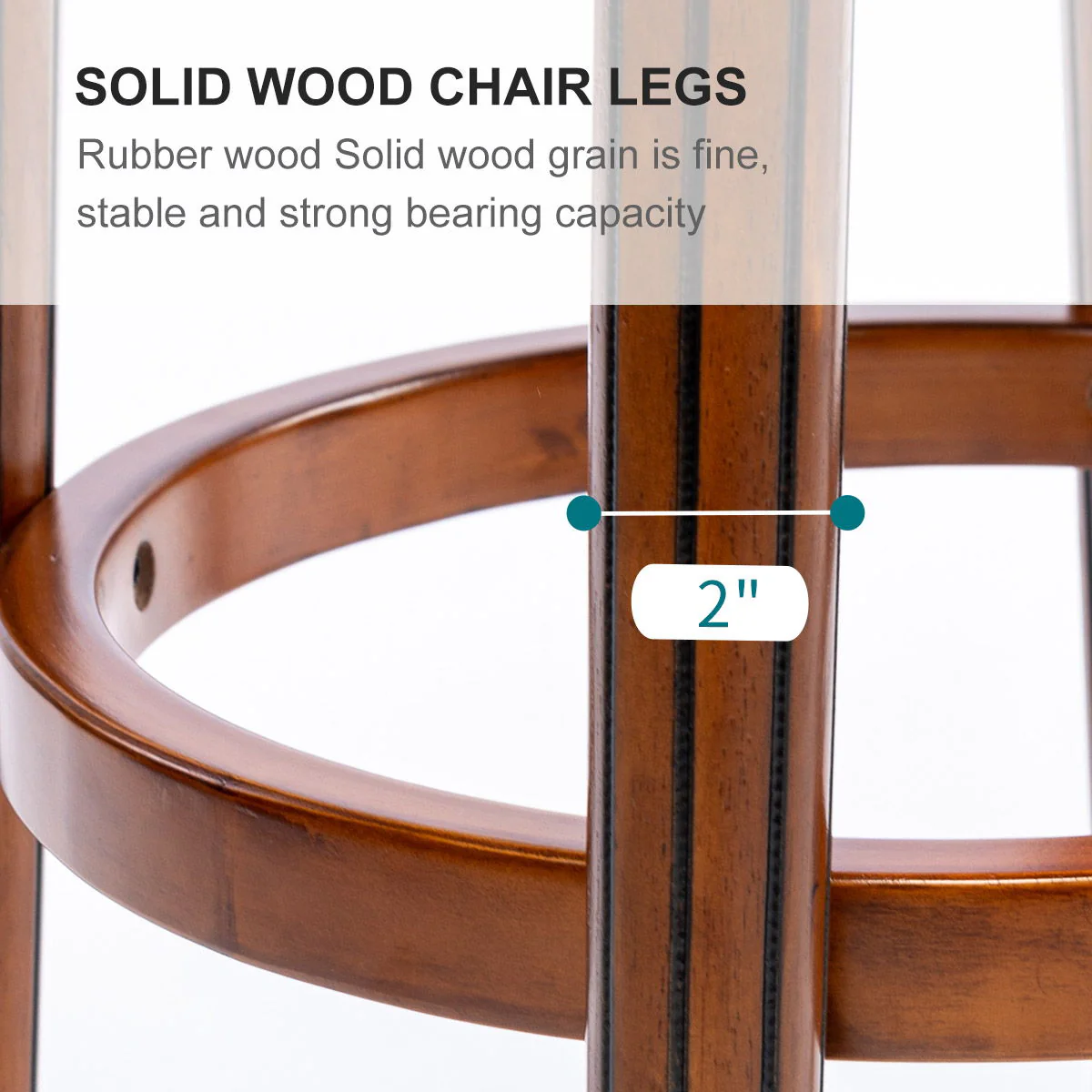Swivel Cow Top Wooden Bar Stool, 360 Degree Swivel Bar Height Chair With Backs For Home Kitchen Counter - Image 5