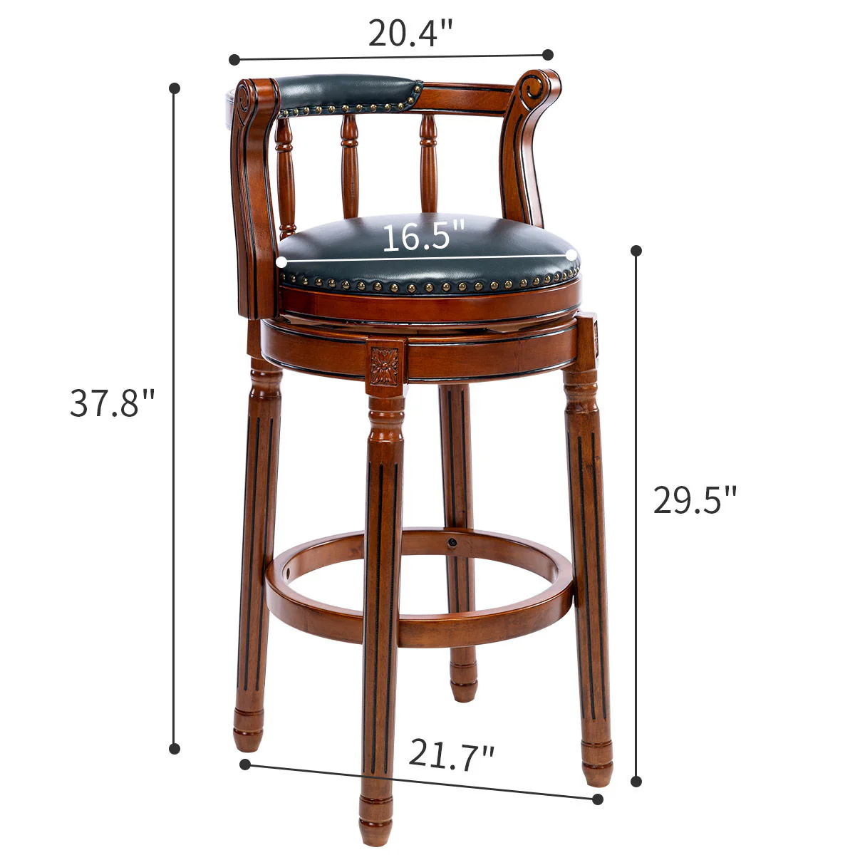 Swivel Cow Top Wooden Bar Stool, 360 Degree Swivel Bar Height Chair With Backs For Home Kitchen Counter - Image 7