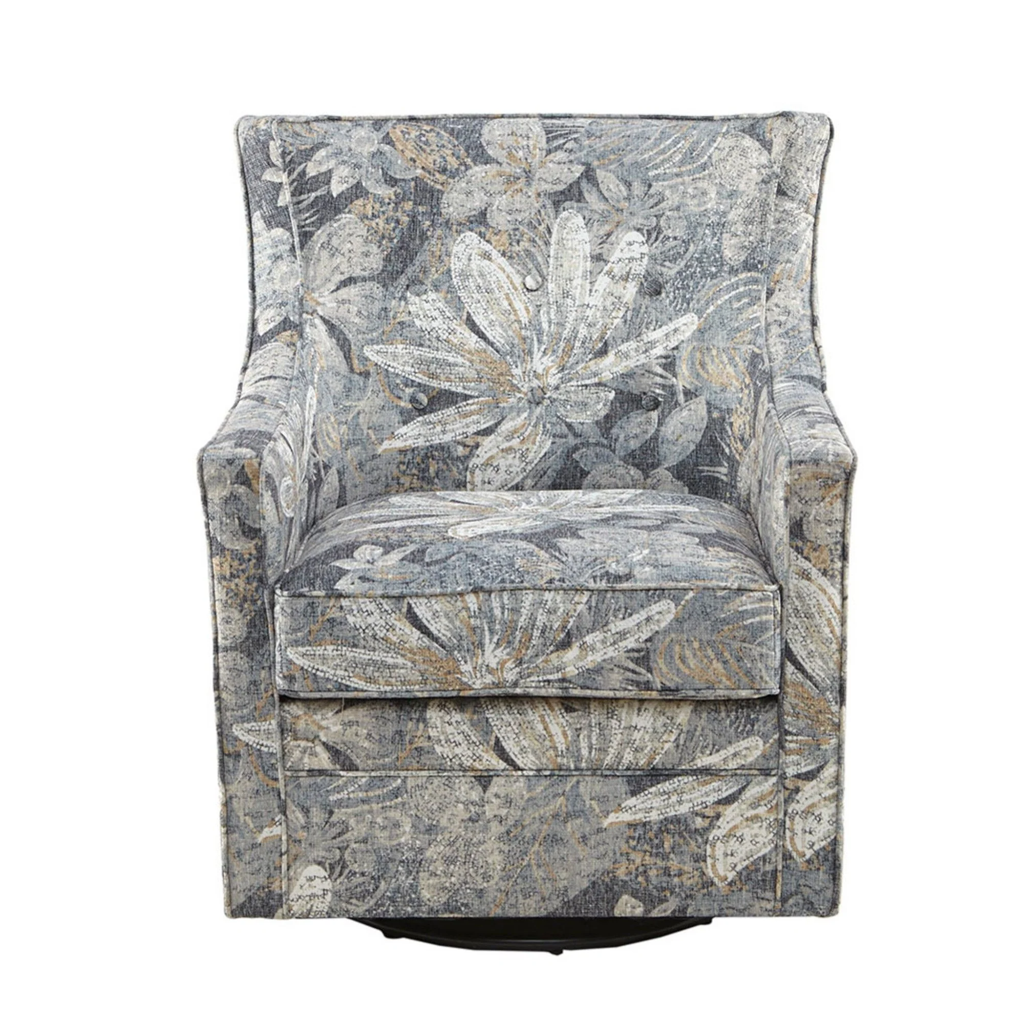 Swivel Glider Chair With Upholstery And Metal Base - Multicolor - Image 3