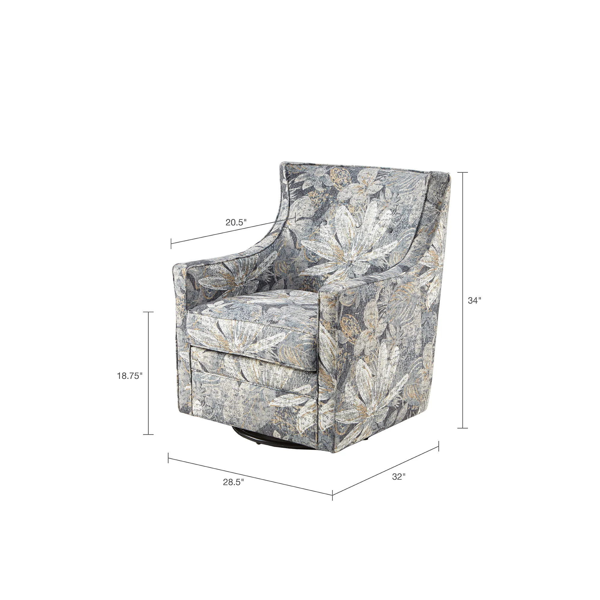 Swivel Glider Chair With Upholstery And Metal Base - Multicolor - Image 5