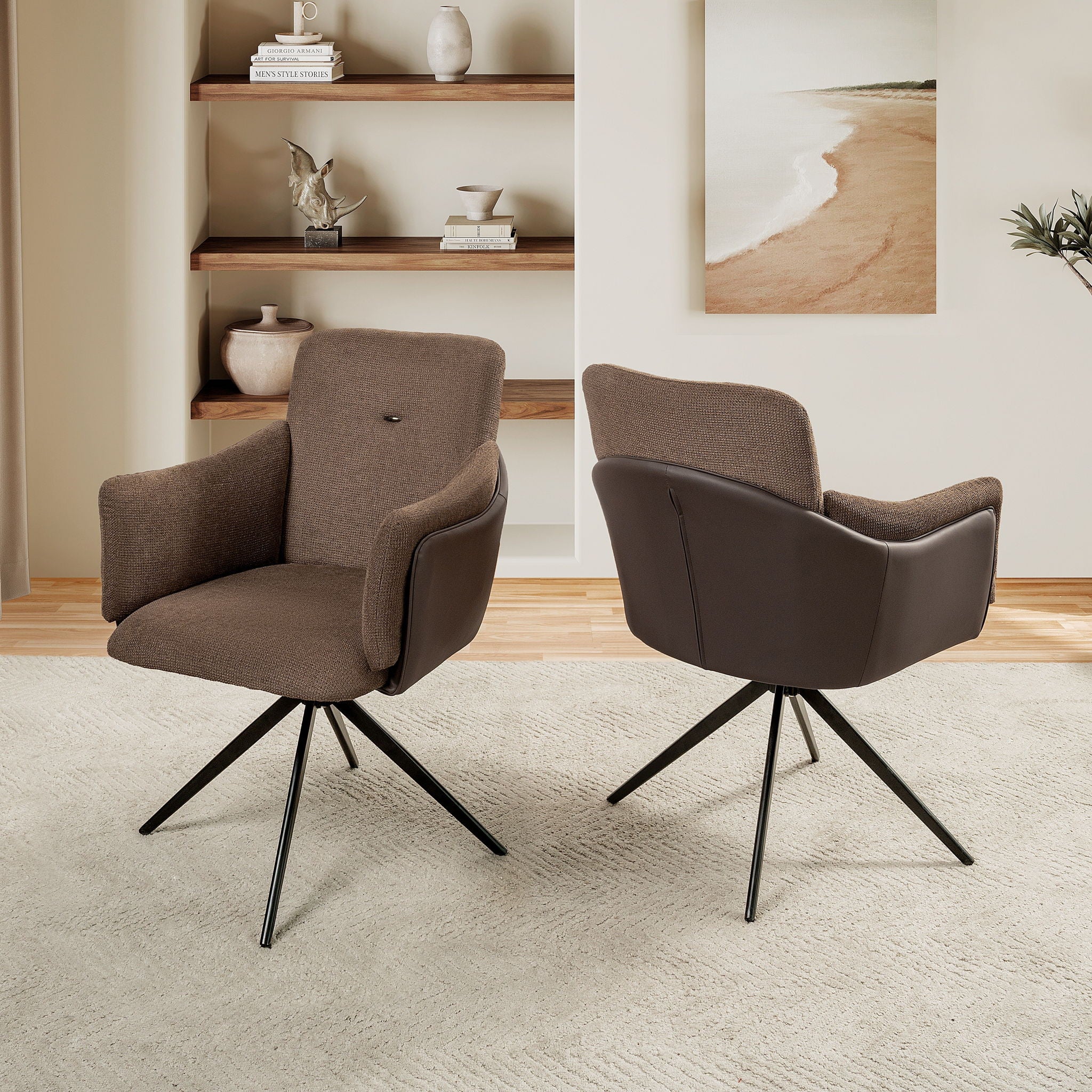Swivel Home Office Desk Chairs With Arm (Set of 2) - Image 6