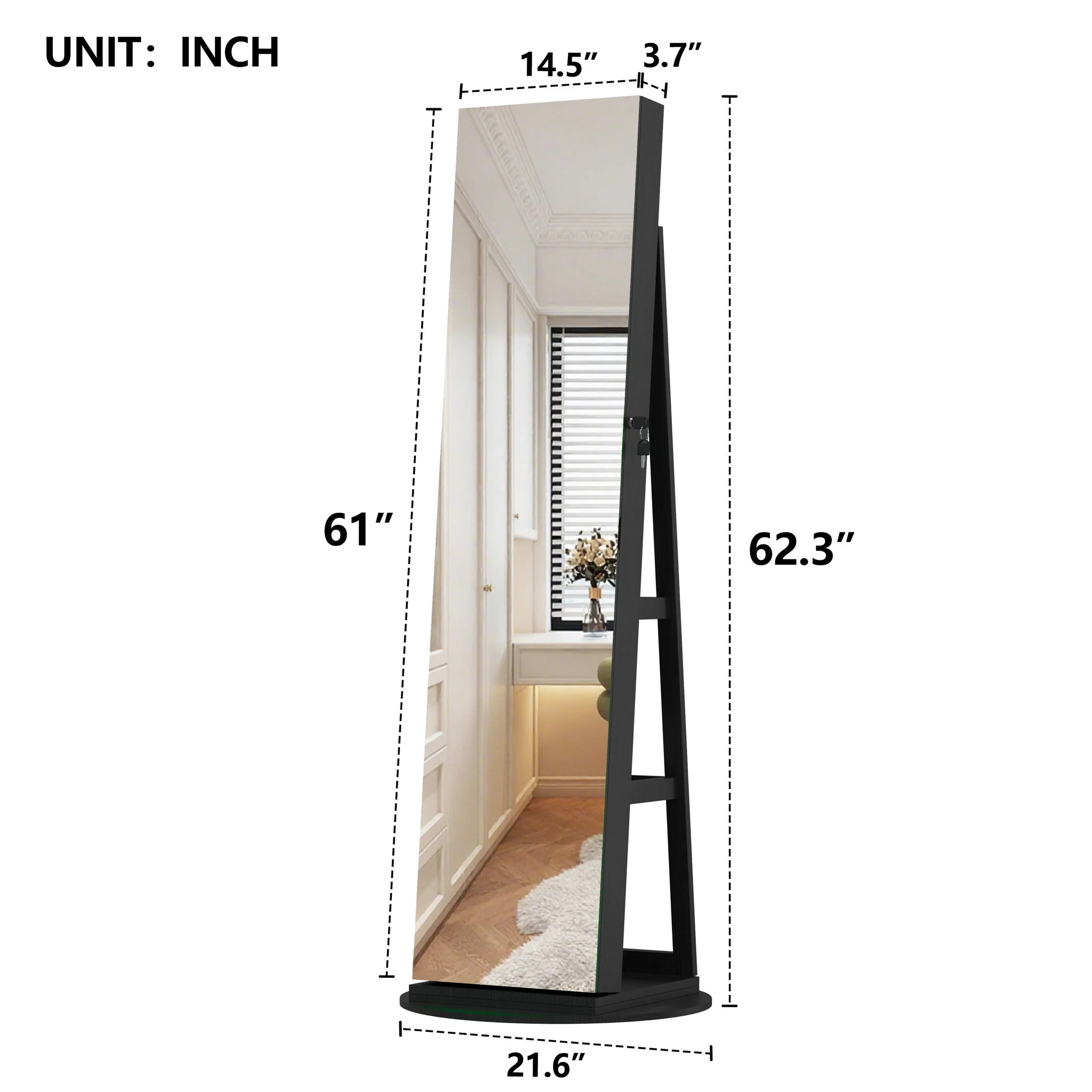 Swivel Jewelry Cabinet With Full Length Mirror - Image 12