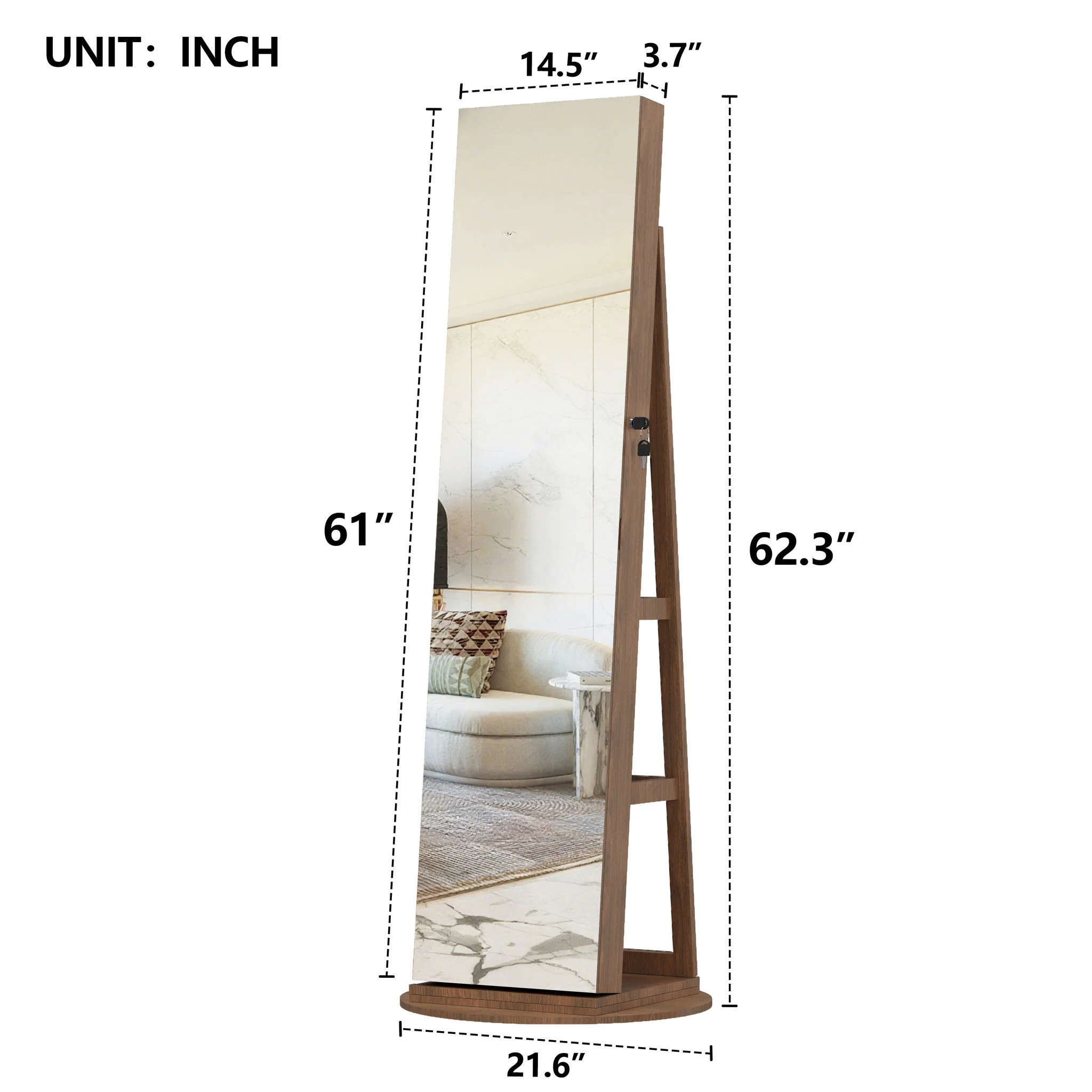 Swivel Jewelry Cabinet With Full Length Mirror - Image 14