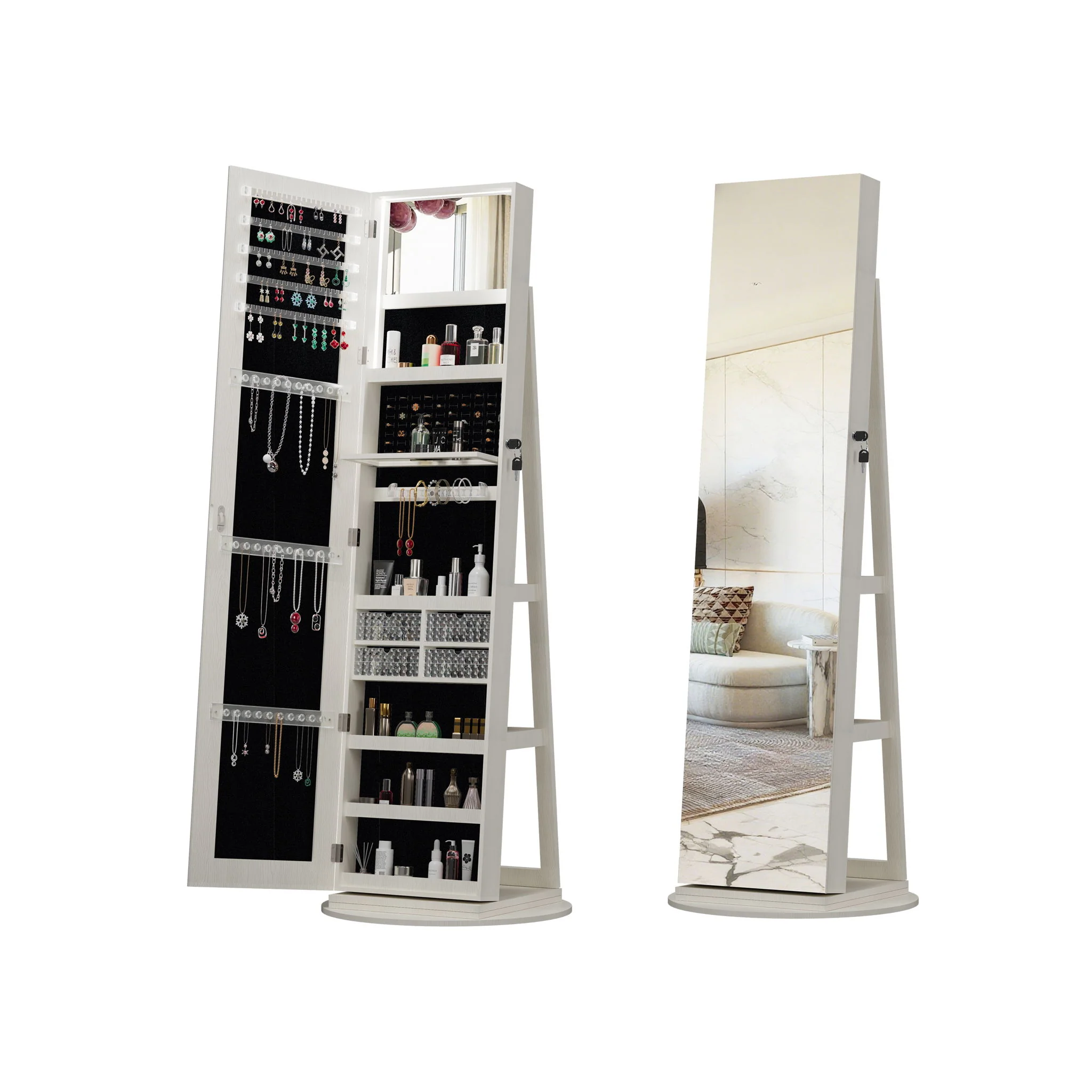 Swivel Jewelry Cabinet With Full Length Mirror - Image 16