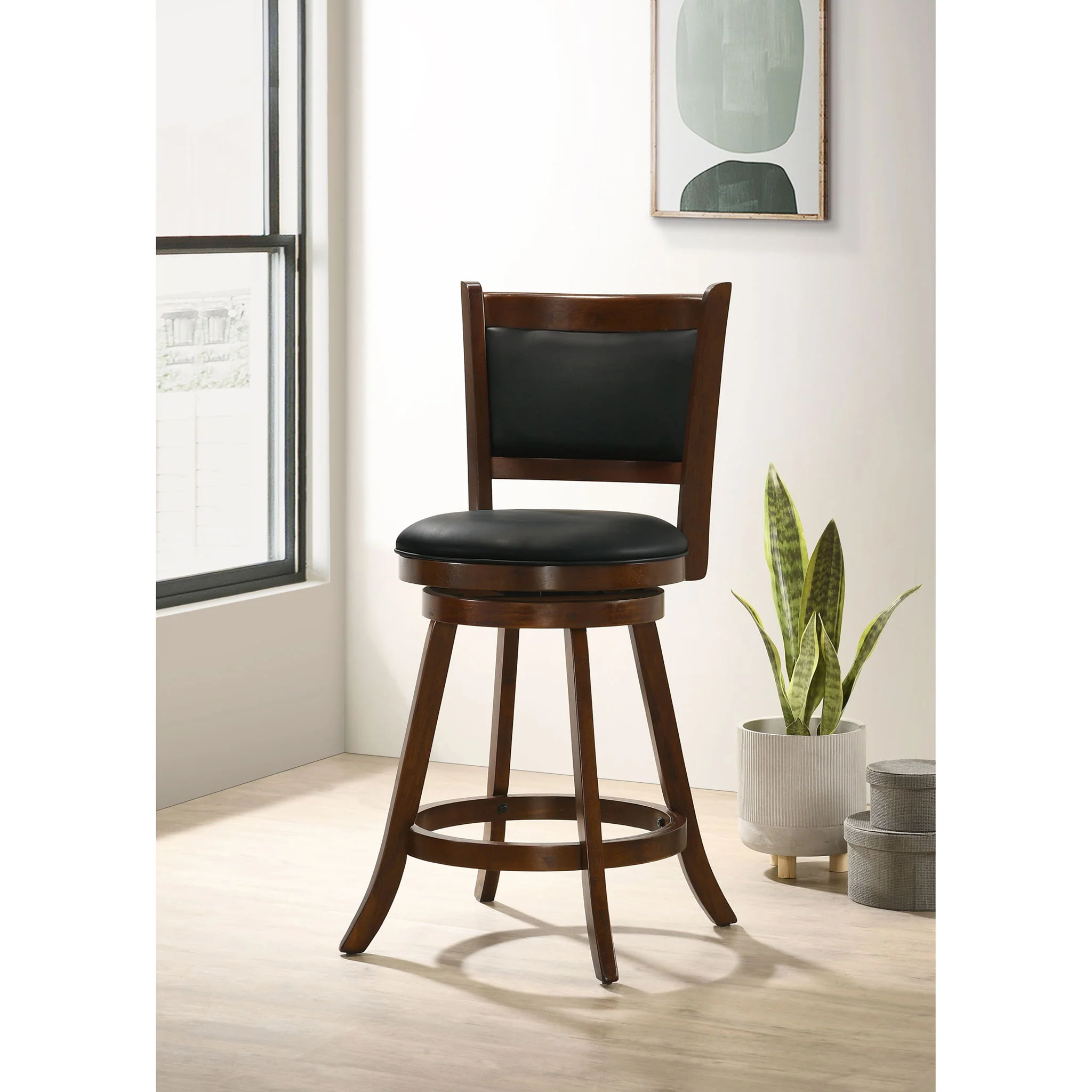 Swivel Stool With Swivel Base (Set of 2) - Black / Brown - Image 6