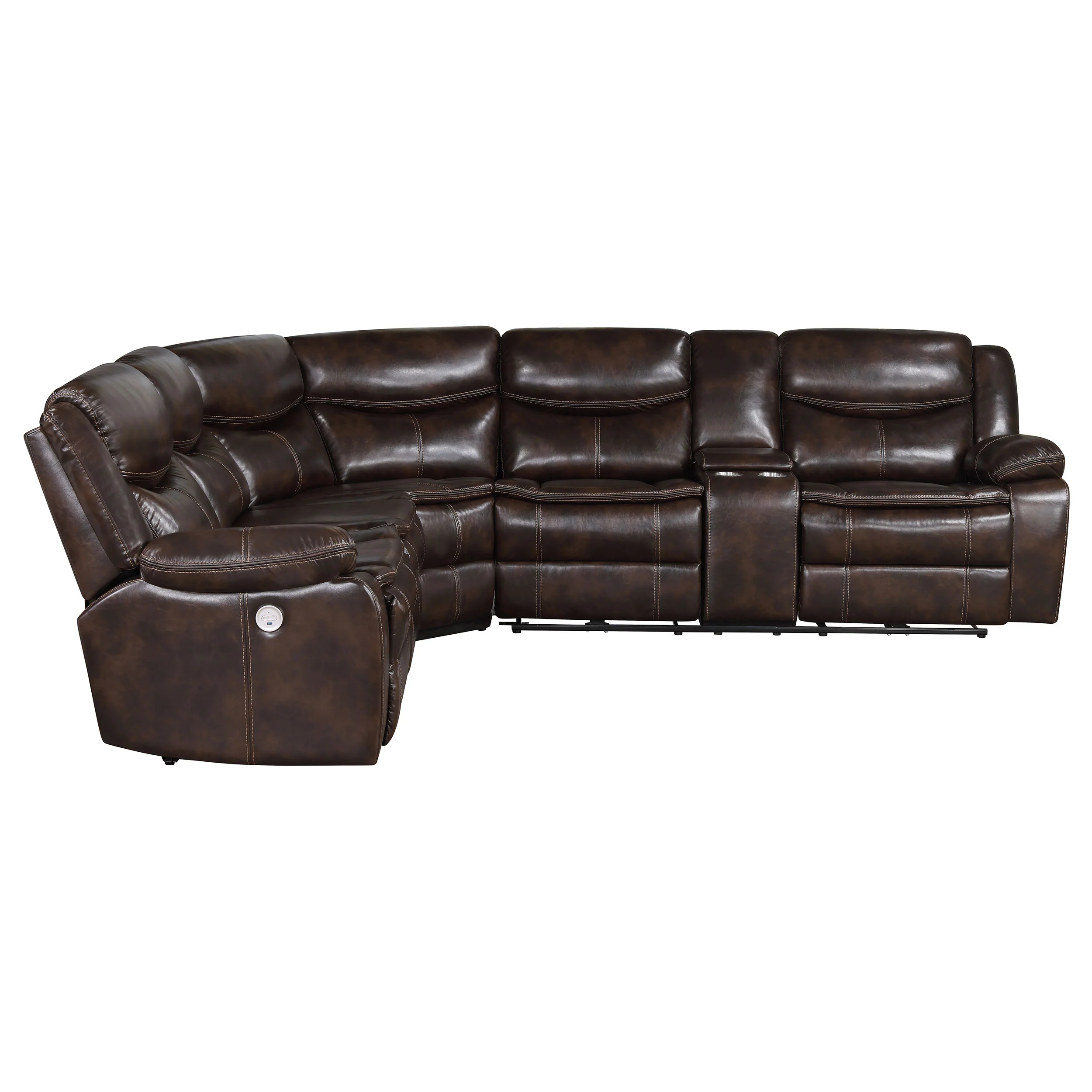 Sycamore Upholstered Power Reclining Sectional - Dark Brown - Image 4