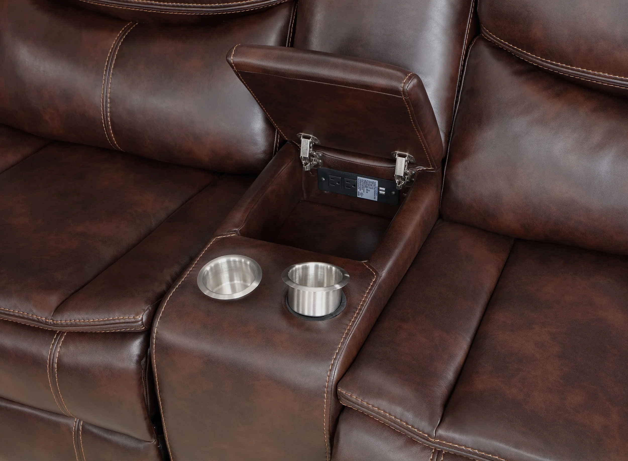 Sycamore Upholstered Power Reclining Sectional - Dark Brown - Image 9
