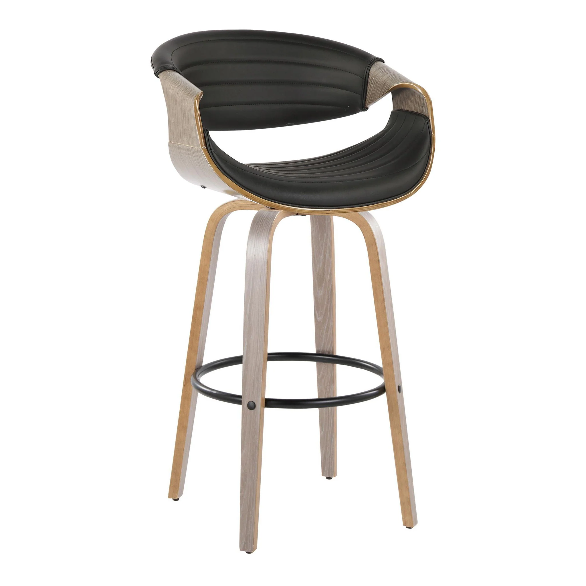 Symphony - Mid-Century Modern Fixed Height Barstool With Swivel With Round Footrest (Set of 2) - Image 4