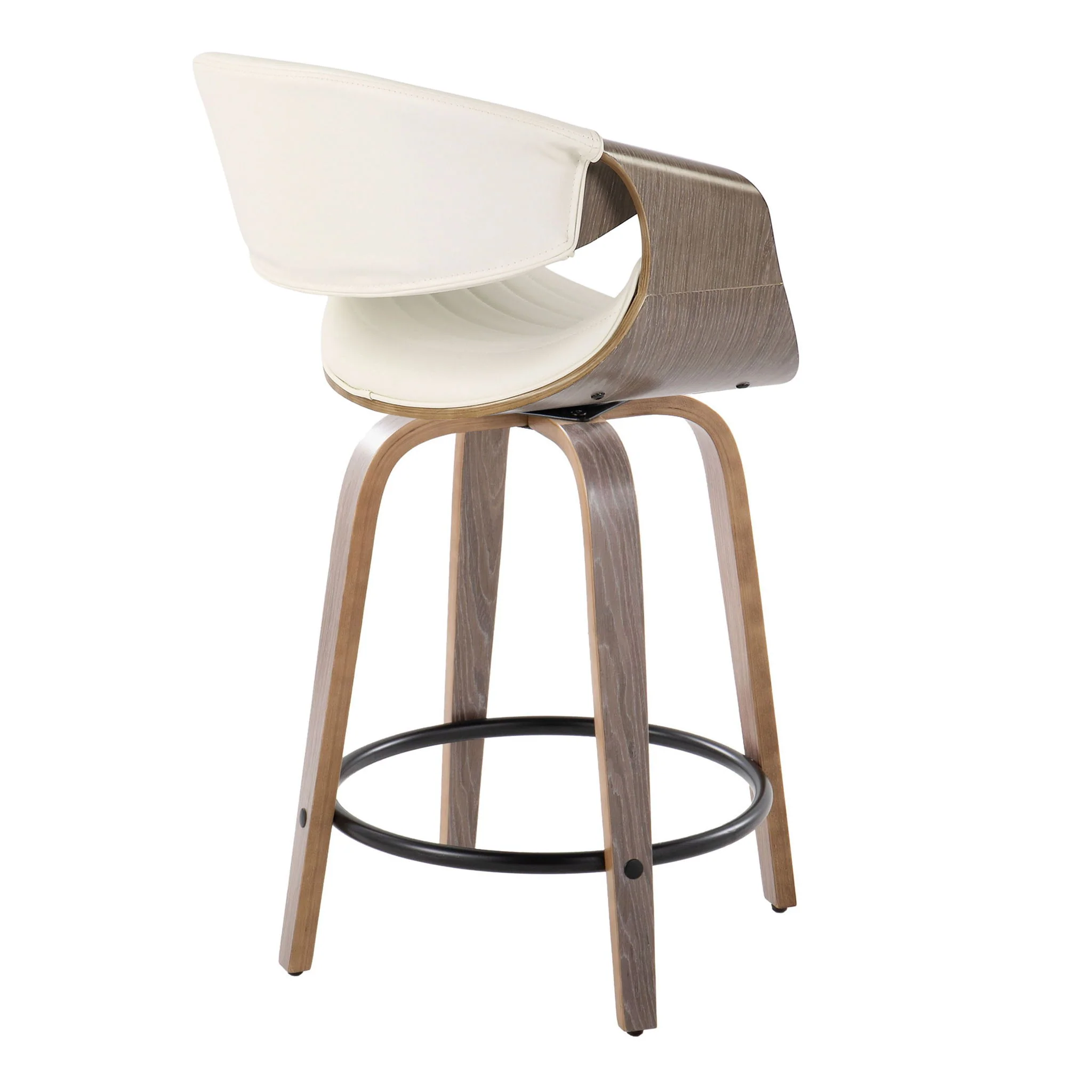 Symphony - Mid Century Modern Fixed Height Counter Stool With Swivel And Round Footrest (Set of 2) - Image 5