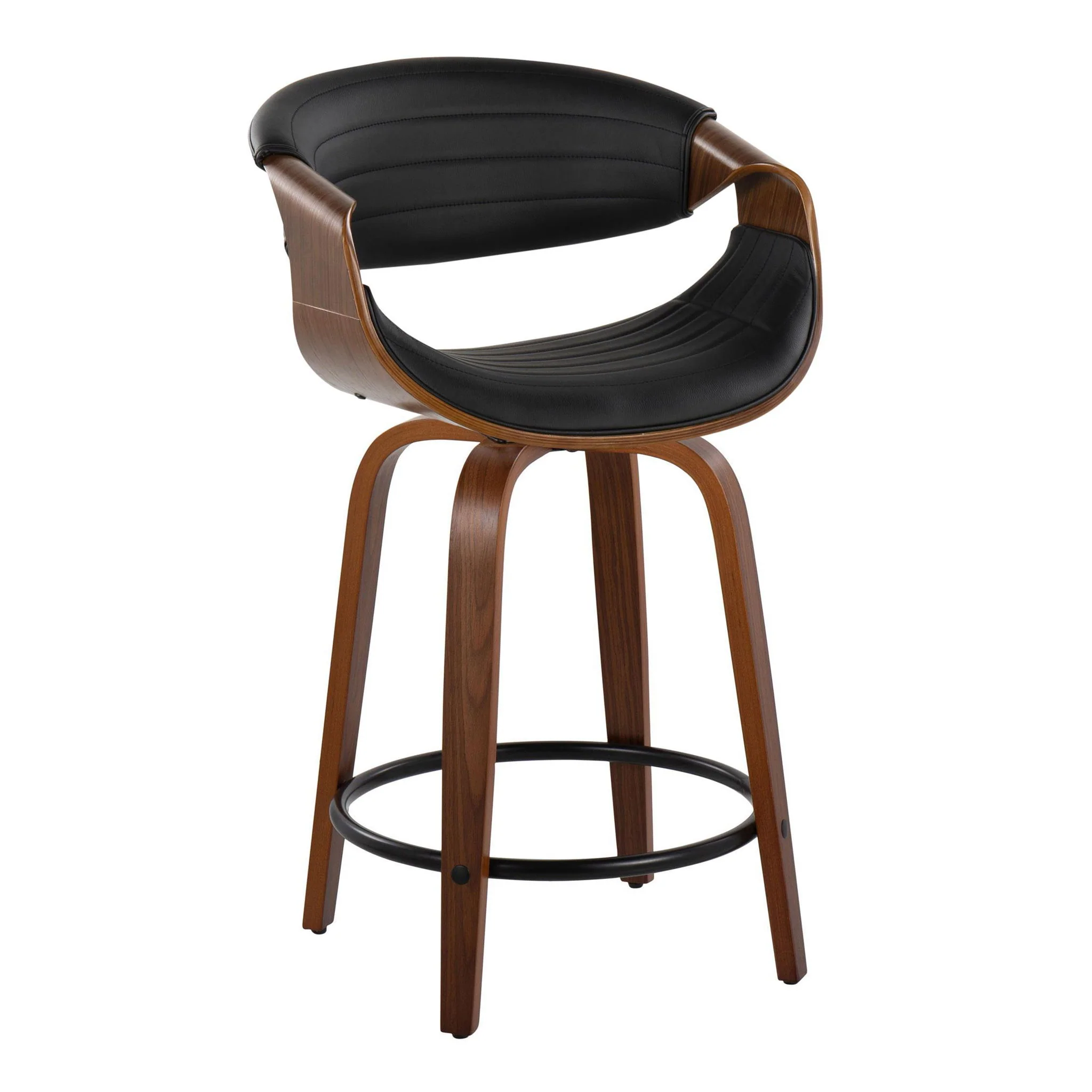 Symphony - Mid Century Modern Fixed Height Counter Stool With Swivel With Round Footrest (Set of 2) - Image 14