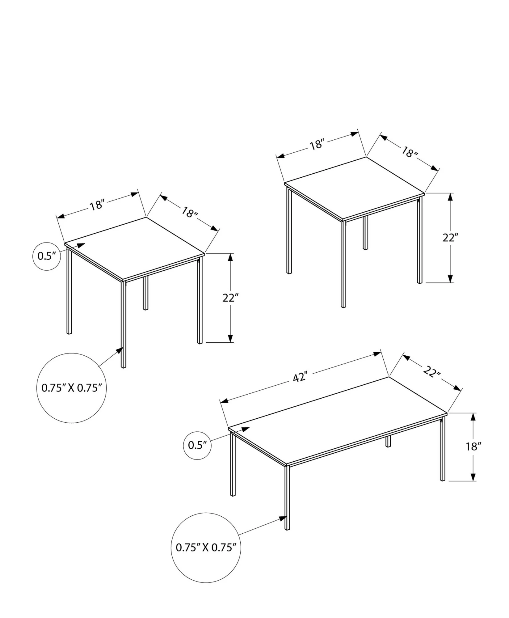 Table Set, Coffee, End, Contemporary, Modern (Set of 3) - Image 45