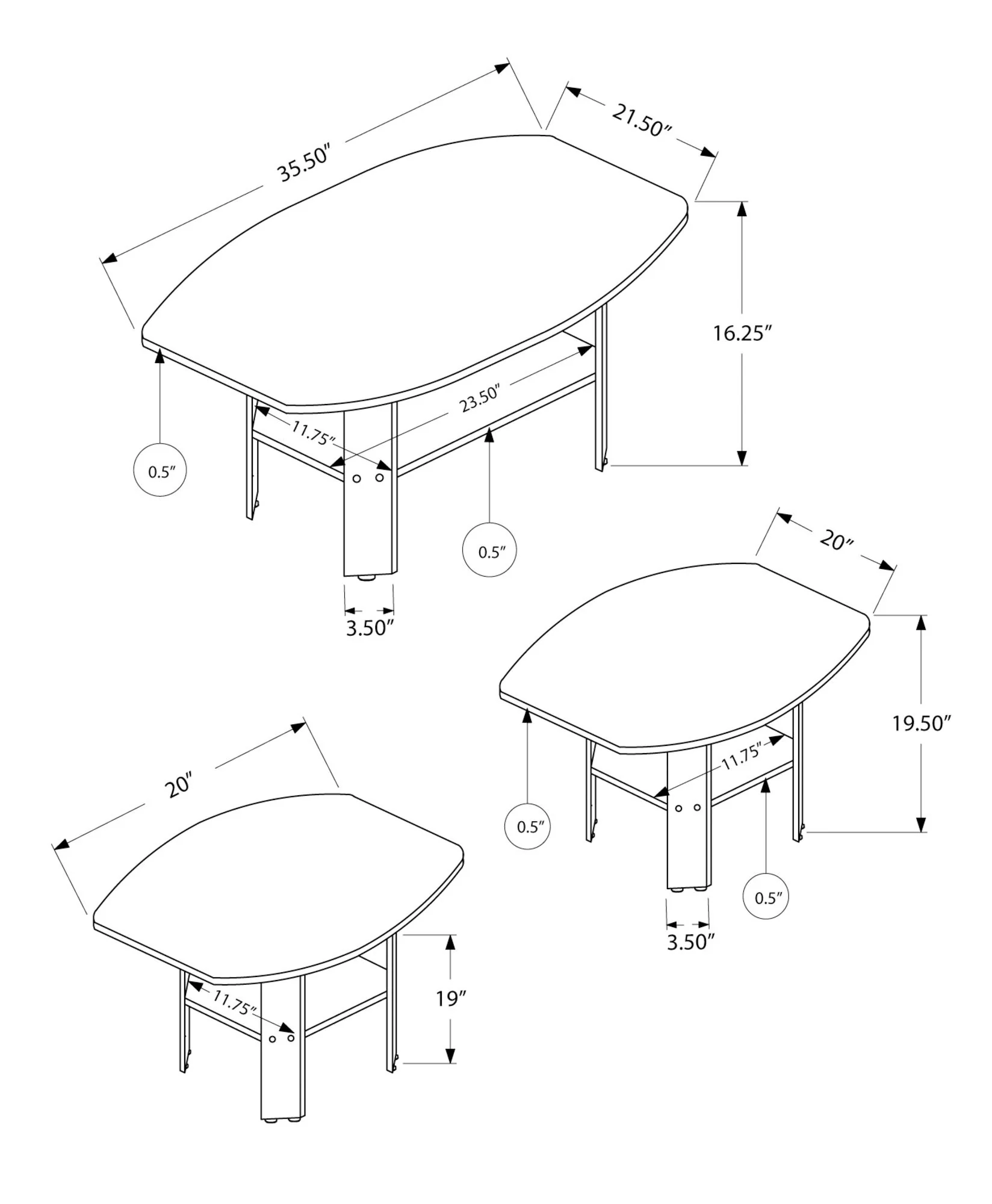 Table Set, Coffee, End, Side, Accent For Living Room (Set of 3) - Image 16