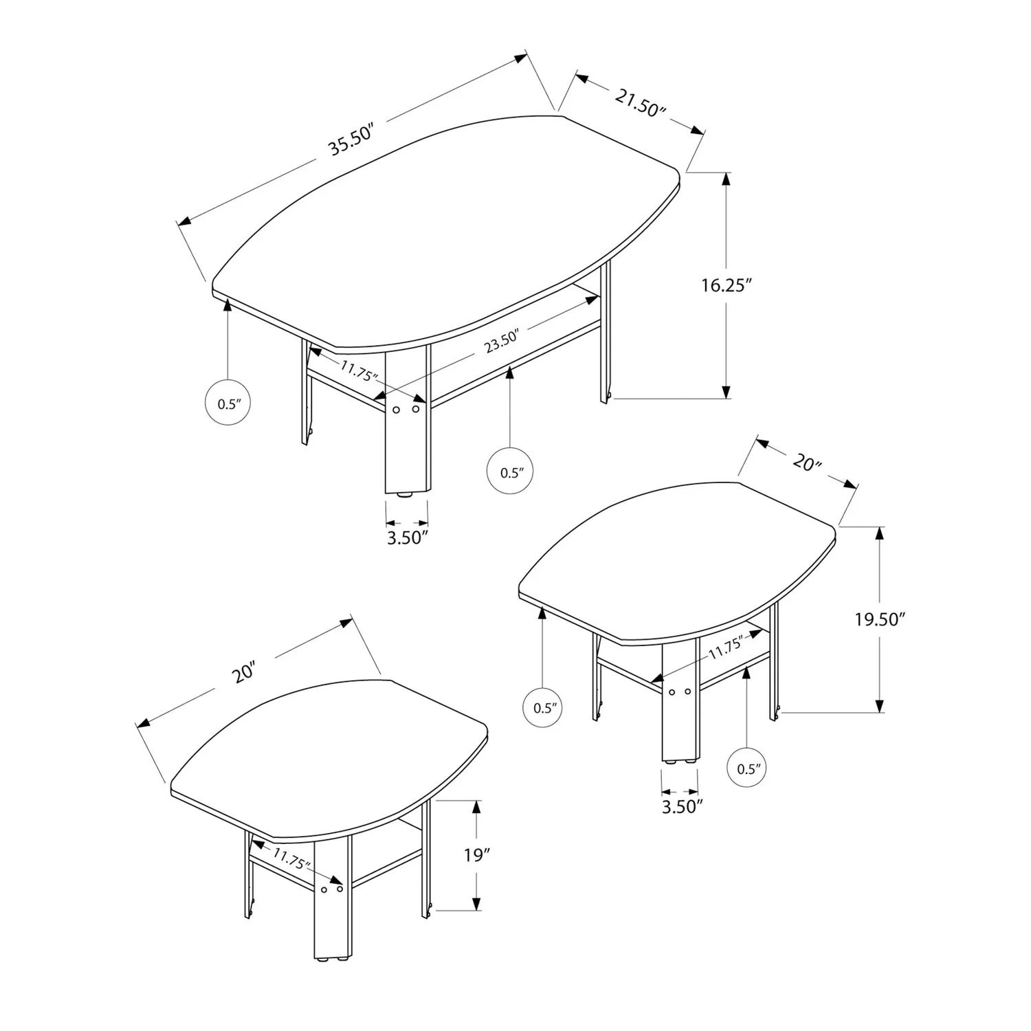 Table Set, Coffee, End, Side, Accent For Living Room (Set of 3) - Image 25