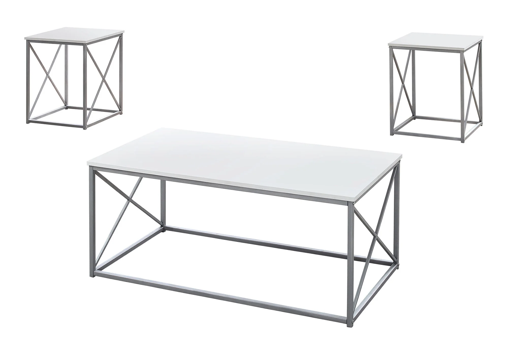 Table Set, Coffee, End, Side, Accent, Living Room, Contemporary, Modern (Set of 3) - White - Image 2