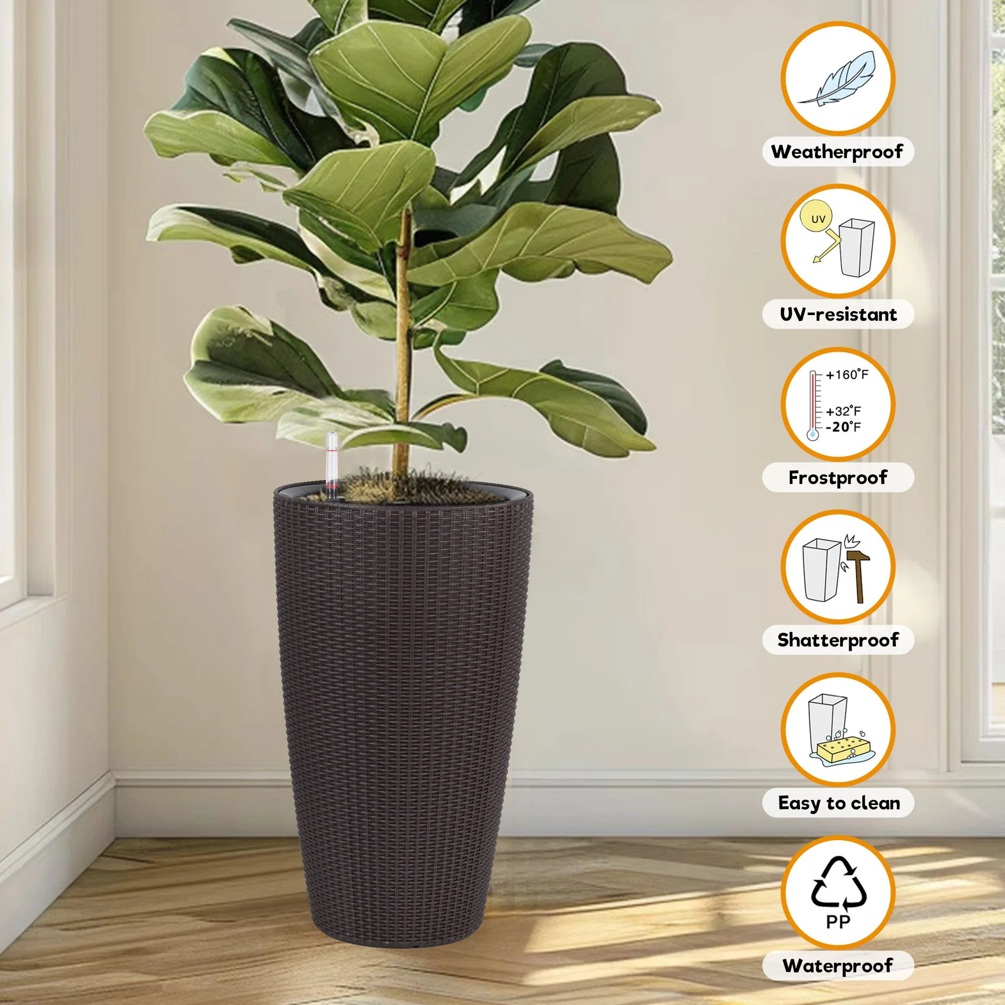 Tall Planters Set With Water Level Monitor And Auto Watering - Image 19