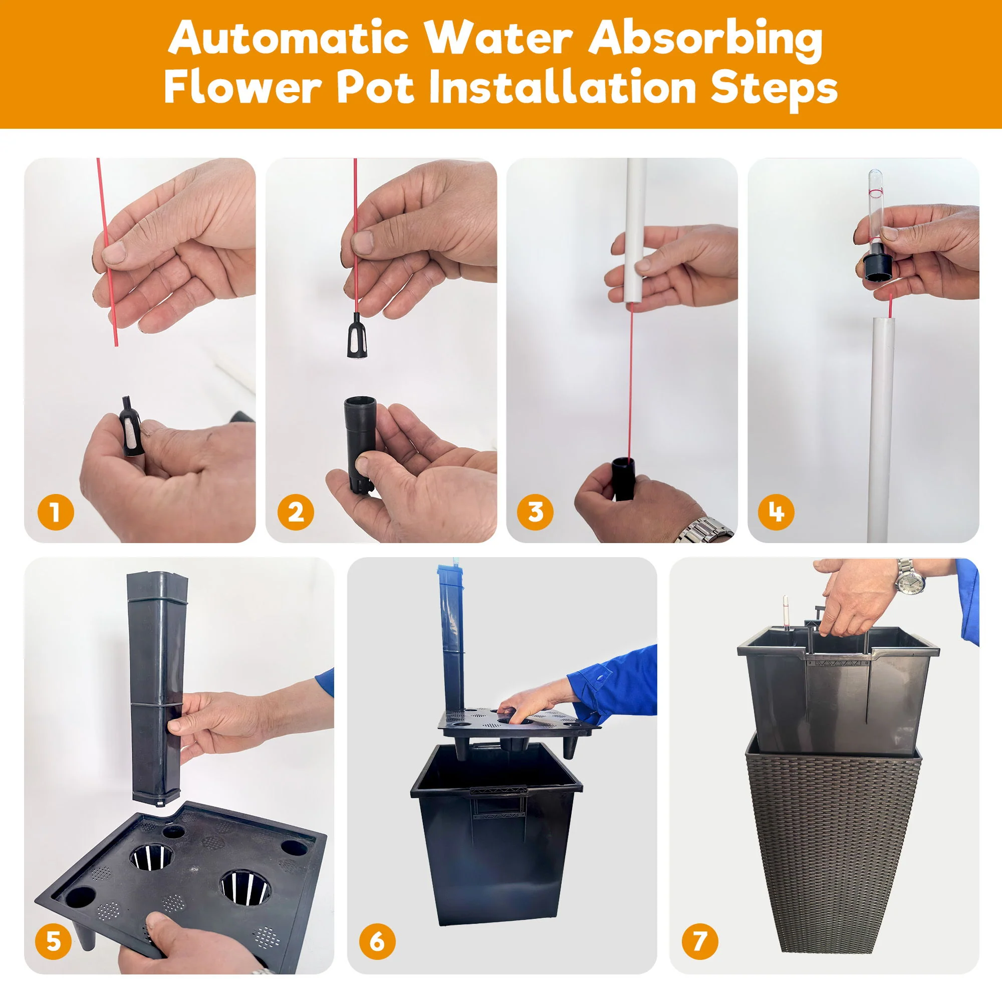 Tall Planters Set With Water Level Monitor And Auto Watering - Image 23