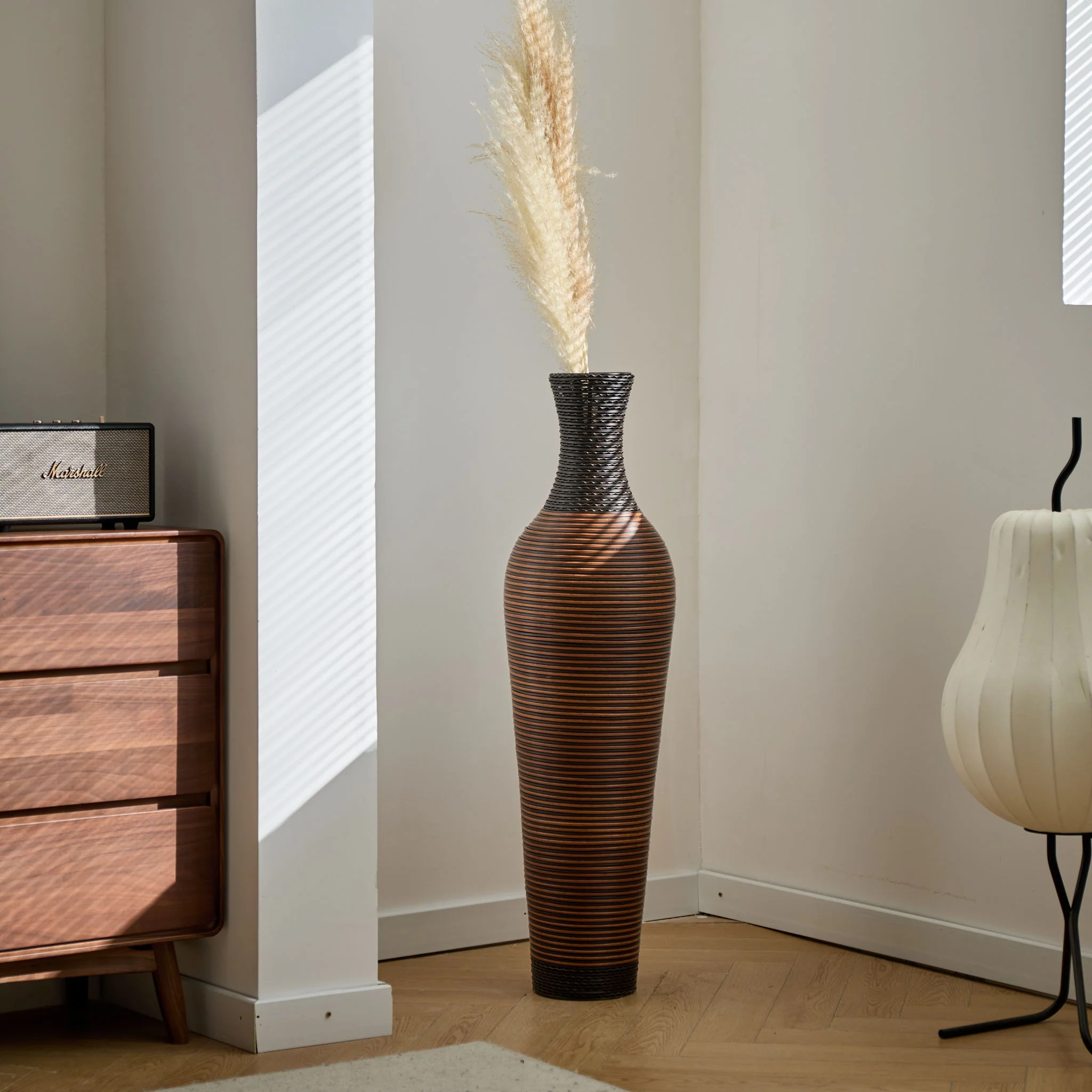 Tall Standing Designer Floor Vases With Elegant 2 Tone Finishes Ideal For Decorating Living Rooms, Bedrooms, Entryways Perfect For Decorating Your Home - Black / Gray - Image 5