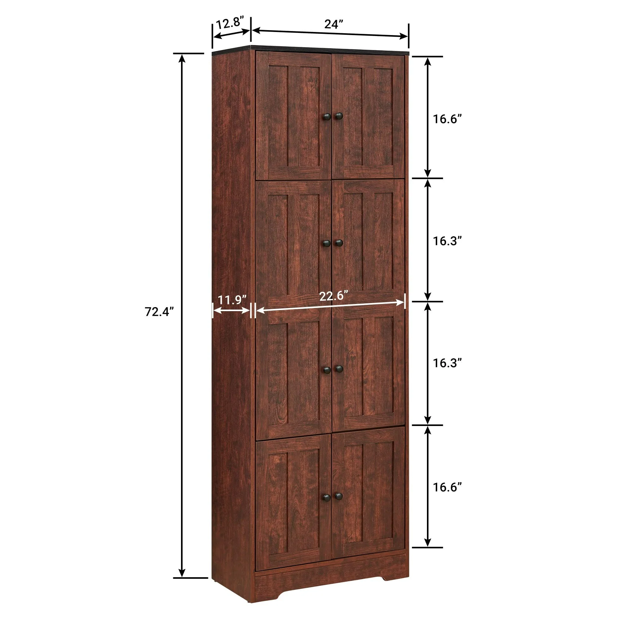 Tall Storage Cabinet With 8 Doors And 4 Shelves, Wall Storage Cabinet For Living Room, Kitchen, Office, Bedroom, Bathroom - Image 15