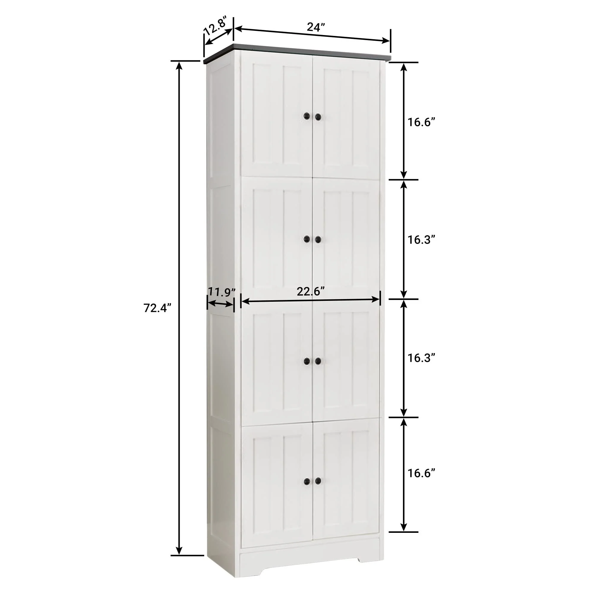Tall Storage Cabinet With 8 Doors And 4 Shelves, Wall Storage Cabinet For Living Room, Kitchen, Office, Bedroom, Bathroom - Image 18