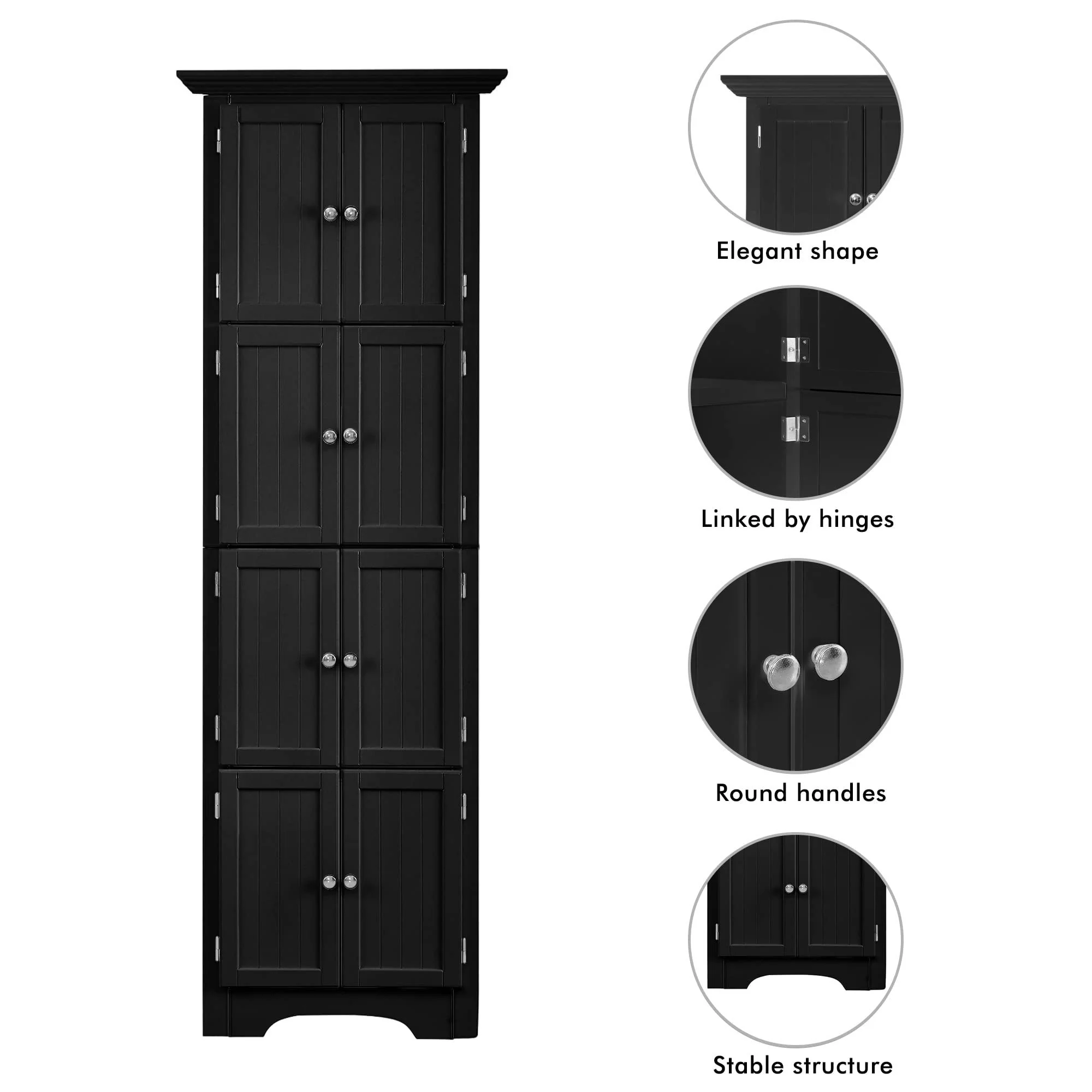 Tall Storage Cabinet With Doors And 4 Shelves For Living Room, Kitchen, Office, Bedroom, Bathroom, Modern - Image 4
