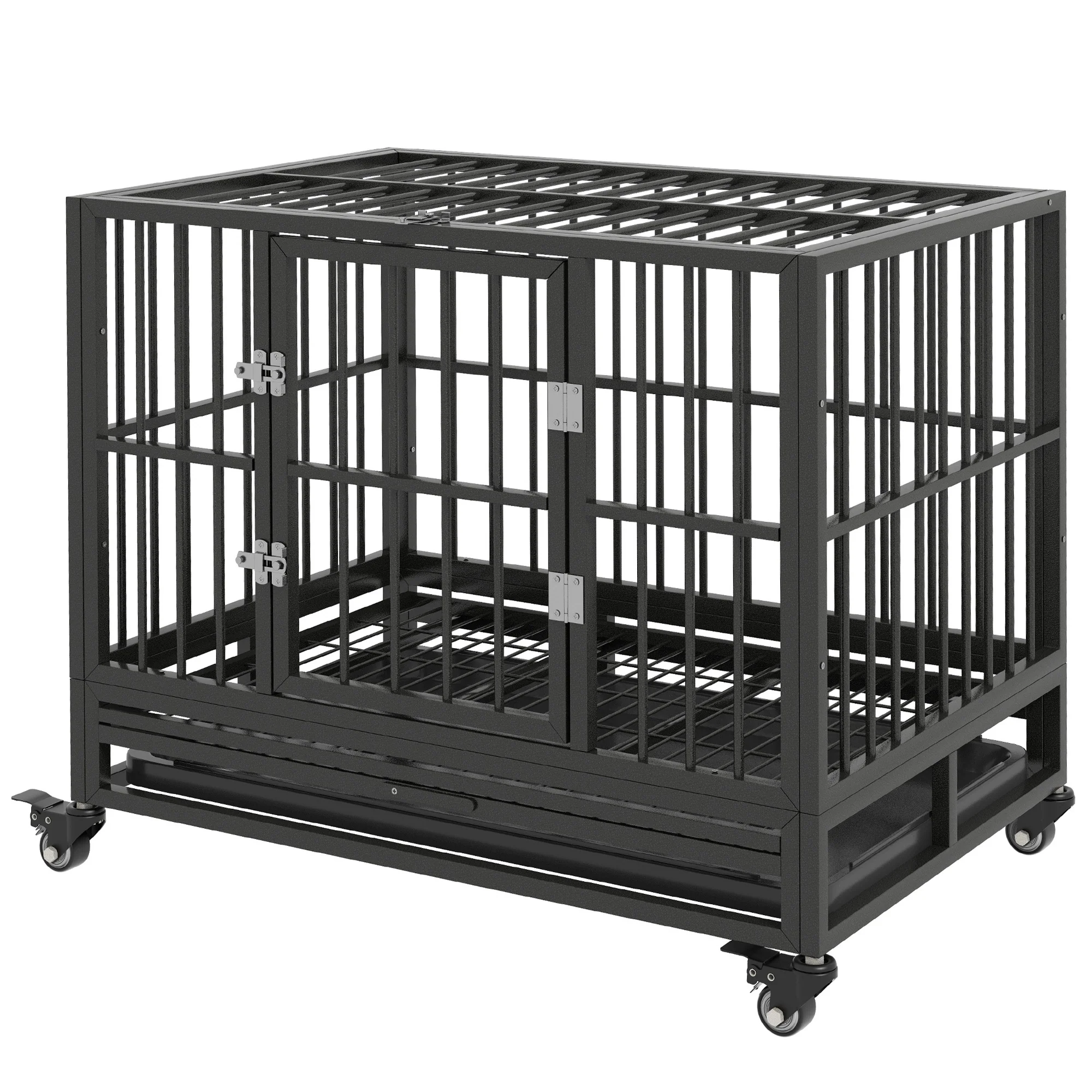 Talus 36-Inch Heavy Duty Steel Dog Crate with Floor Grate and Dual Door Access - Image 10