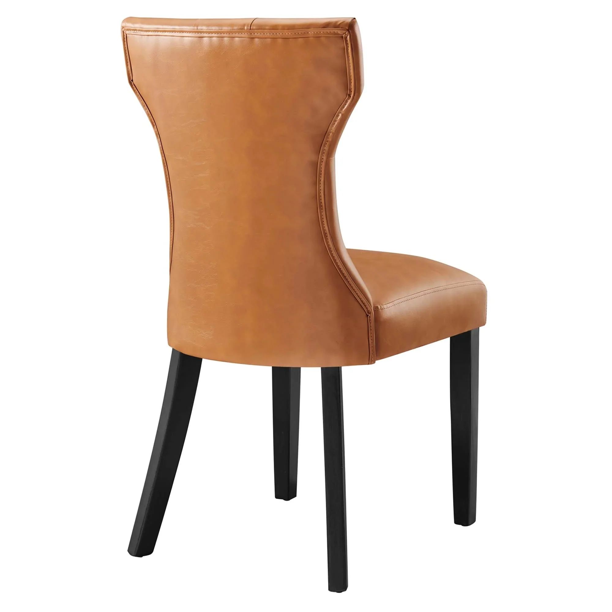 Tan Vinyl Dining Side Chair – Modern Upholstered - Image 4
