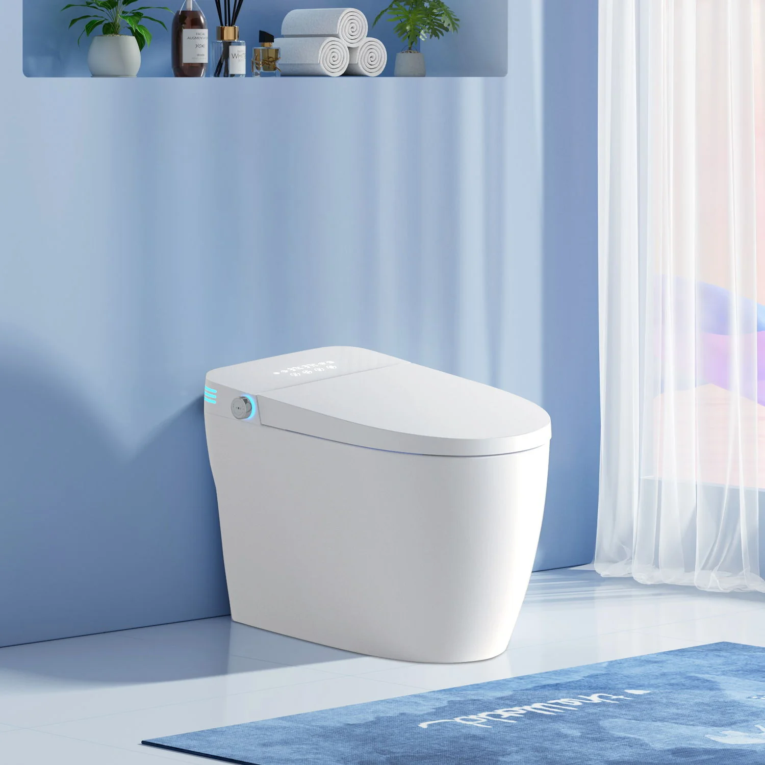 Tankless Smart Toilet With Bidet Built In, 1 Piece Bidet Toilet Seat, Auto Flush, Auto Open / Close, Heated Seat, Warm Water And Dry, Adjustable Temp, Remote Control Side Know - White - Image 5