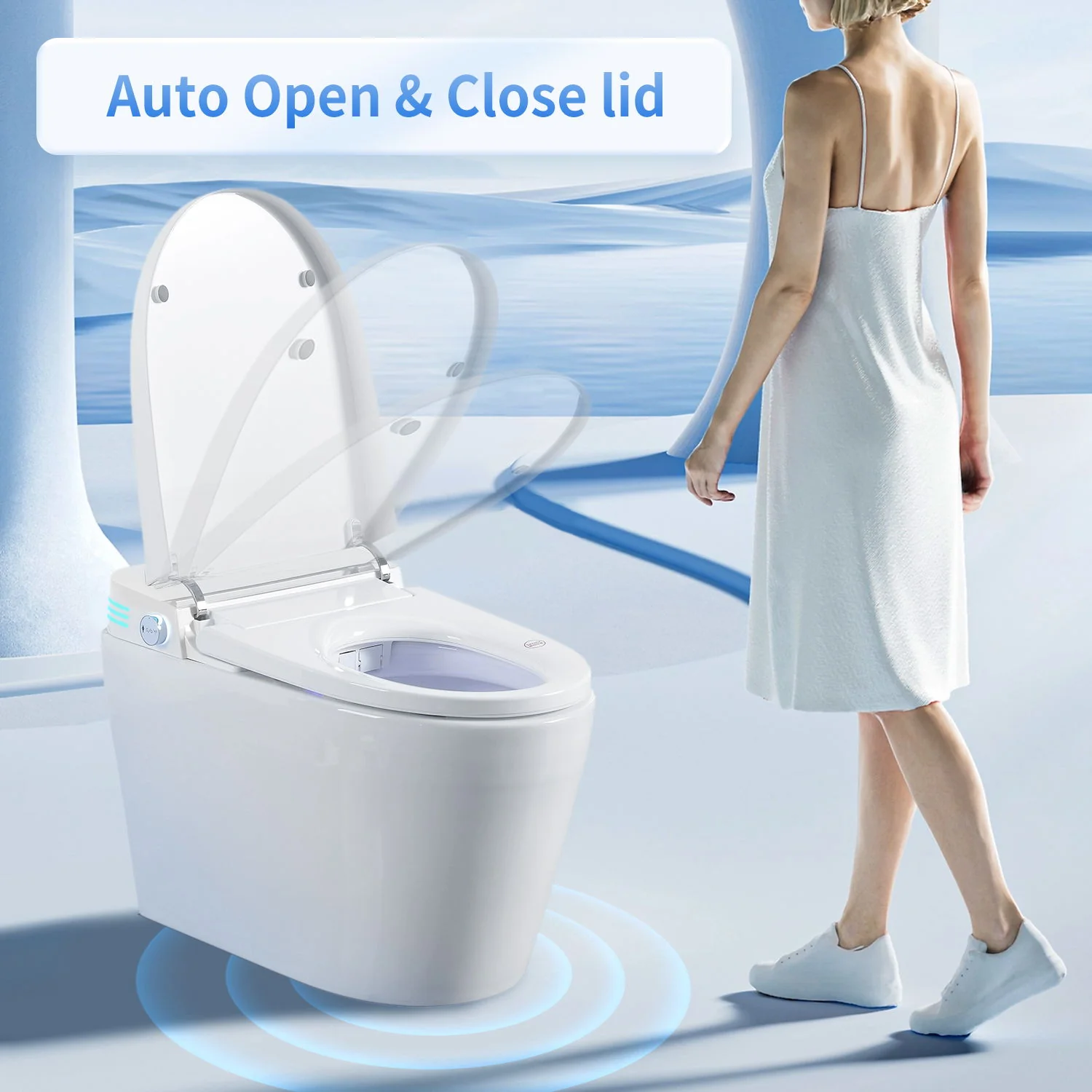Tankless Smart Toilet With Bidet Built In, 1 Piece Bidet Toilet Seat, Auto Flush, Auto Open / Close, Heated Seat, Warm Water And Dry, Adjustable Temp, Remote Control Side Know - White - Image 8