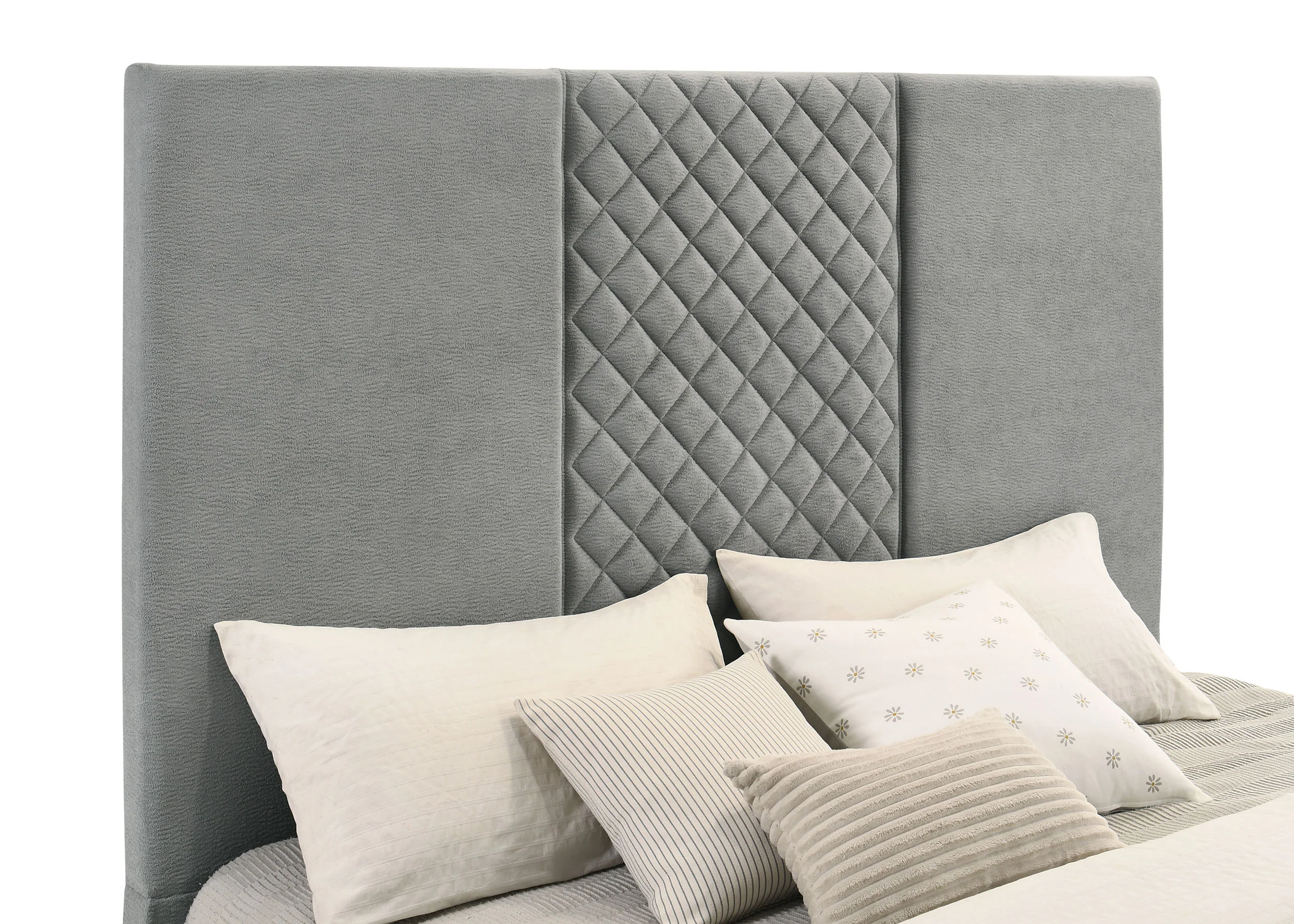 Tara 61-Inch Upholstered Eastern King Panel TV Bed, Grey - Image 8