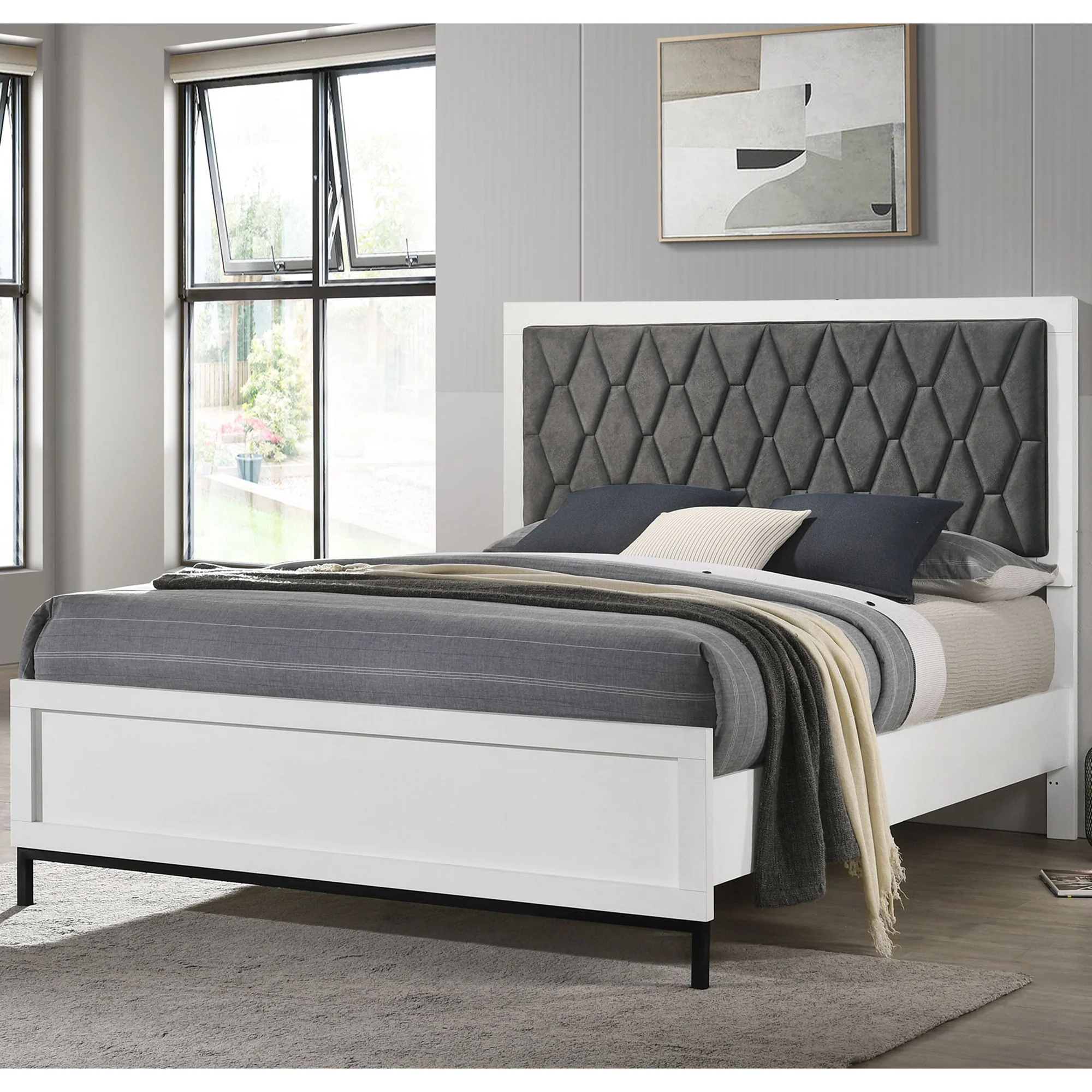 Taraval - Queen Upholstered Panel Bed - White - Image 9