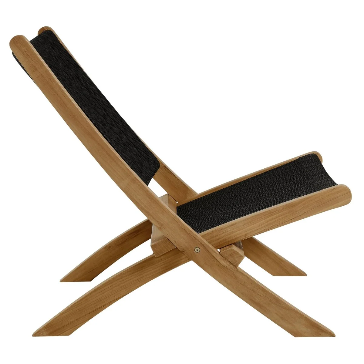 Teak and Rope Folding Accent Lounge Chair for Outdoor and Indoor Portable Seating - Image 5