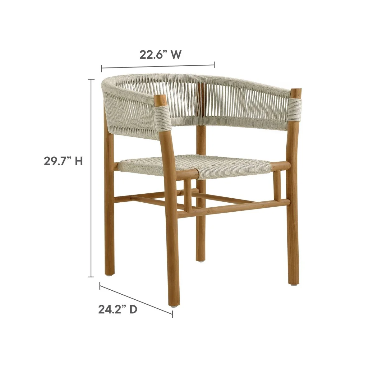 Teak Wood and Rope Outdoor Dining Set with Armchairs, Durable Teak Accents - Image 15