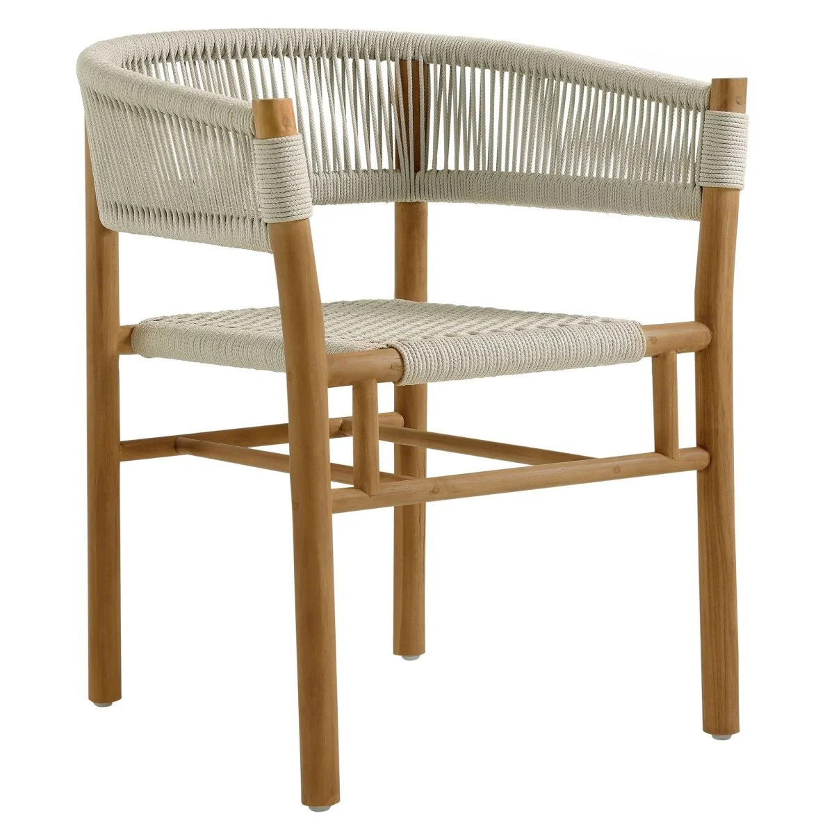 Teak Wood and Rope Outdoor Dining Set with Armchairs, Durable Teak Accents - Image 39