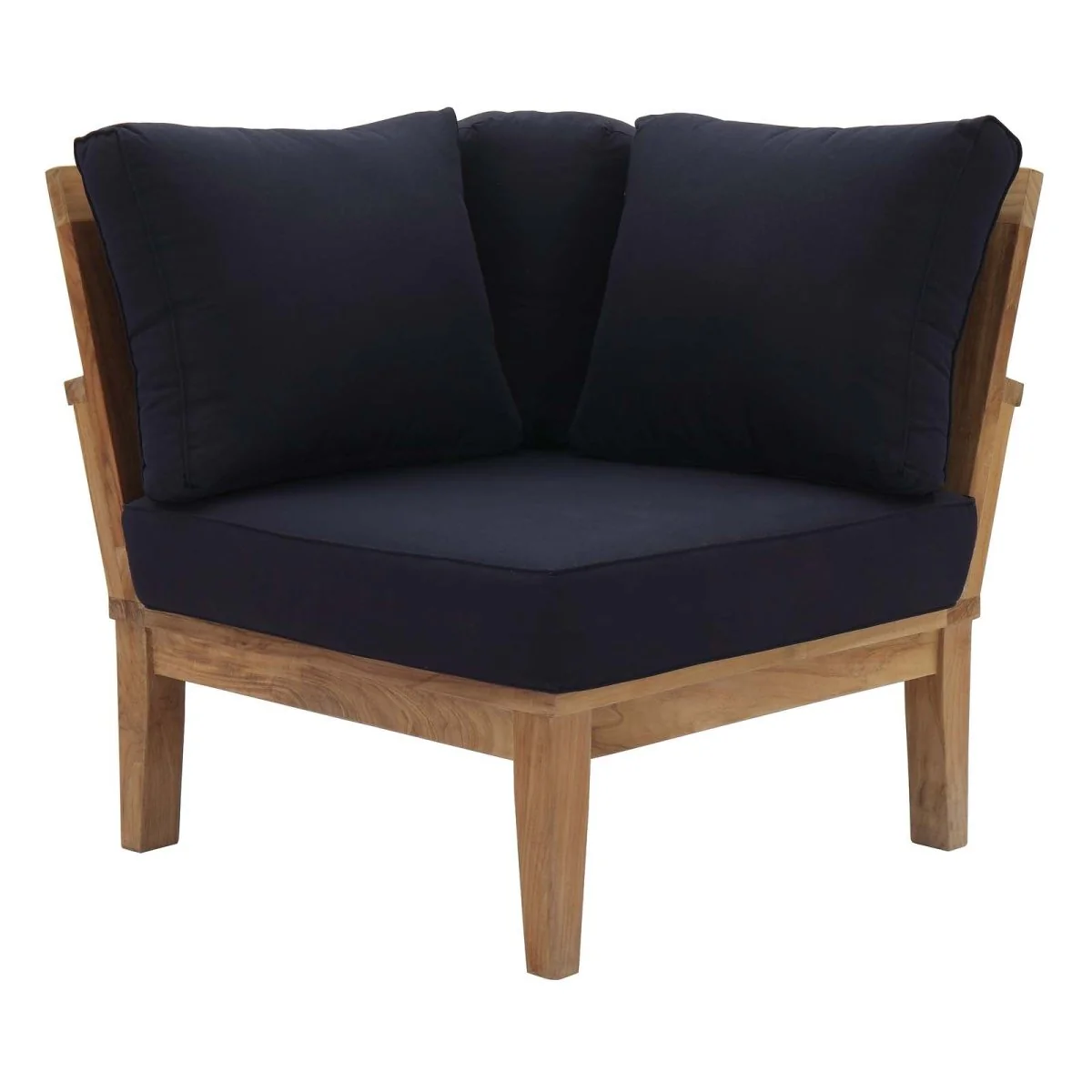 Teak Wood Outdoor Corner Sofa with Cushions for Patio and Garden Seating - Image 5