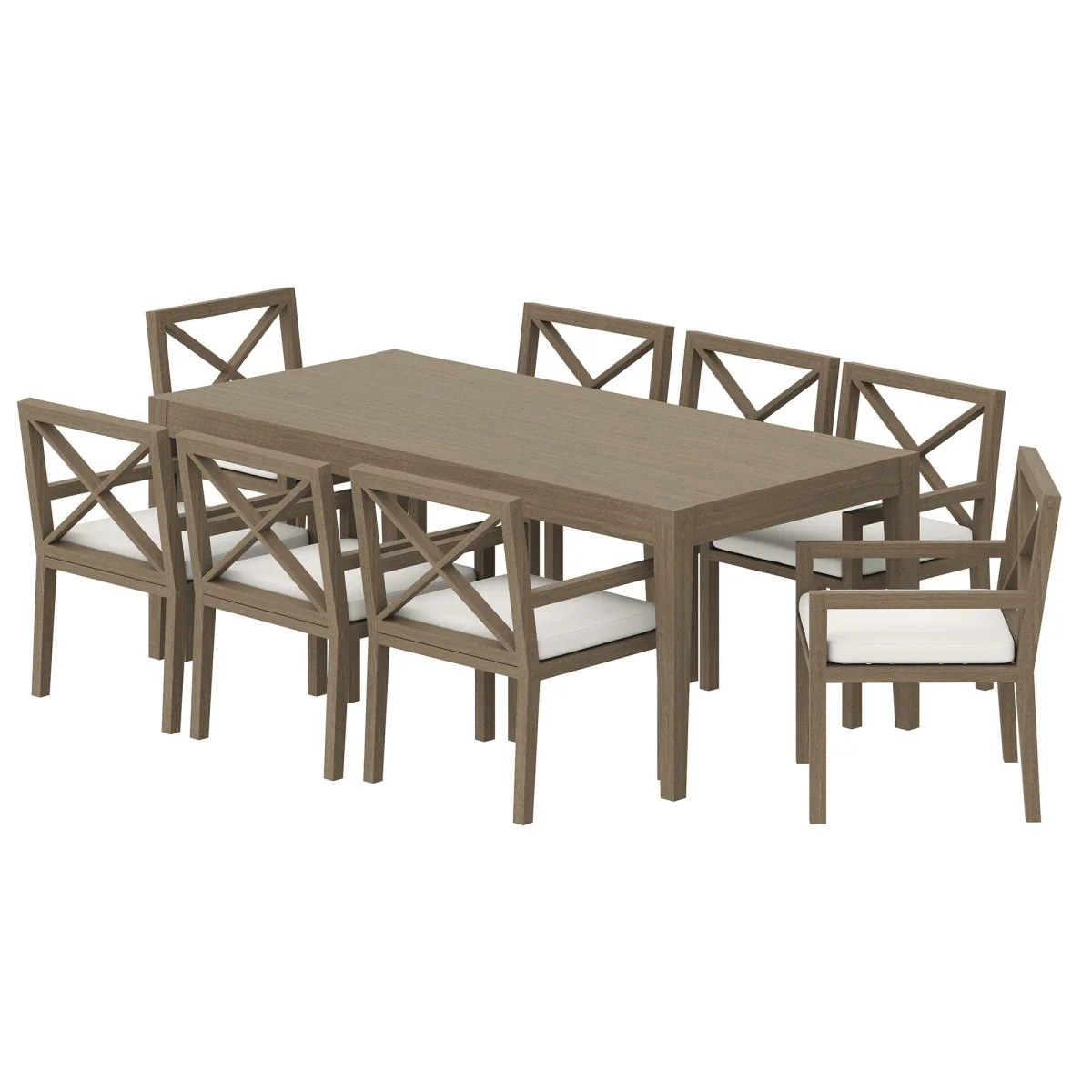 Teak Wood Outdoor Dining Set with Cross-Back Chairs – Multiple Configurations Available - Image 9