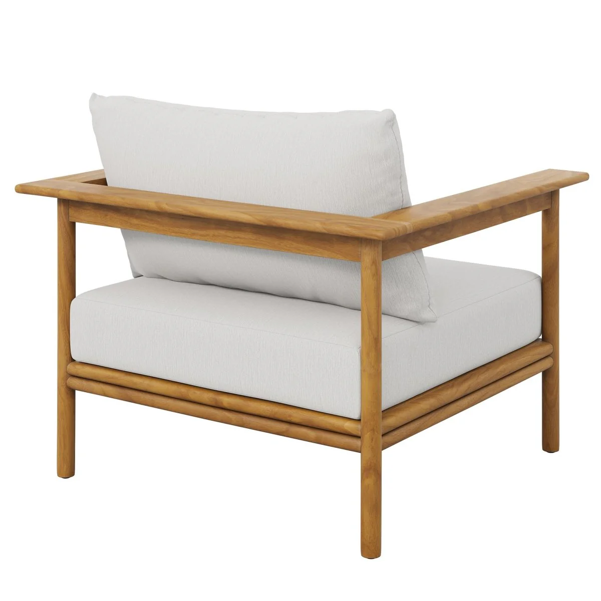 Teak Wood Outdoor Patio Armchair with Fabric Upholstery - Modern Garden Seating - Image 26