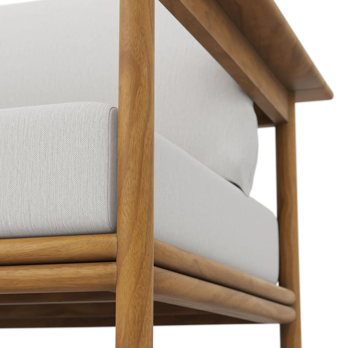 Teak Wood Outdoor Patio Armchair with Fabric Upholstery - Modern Garden Seating - Image 29