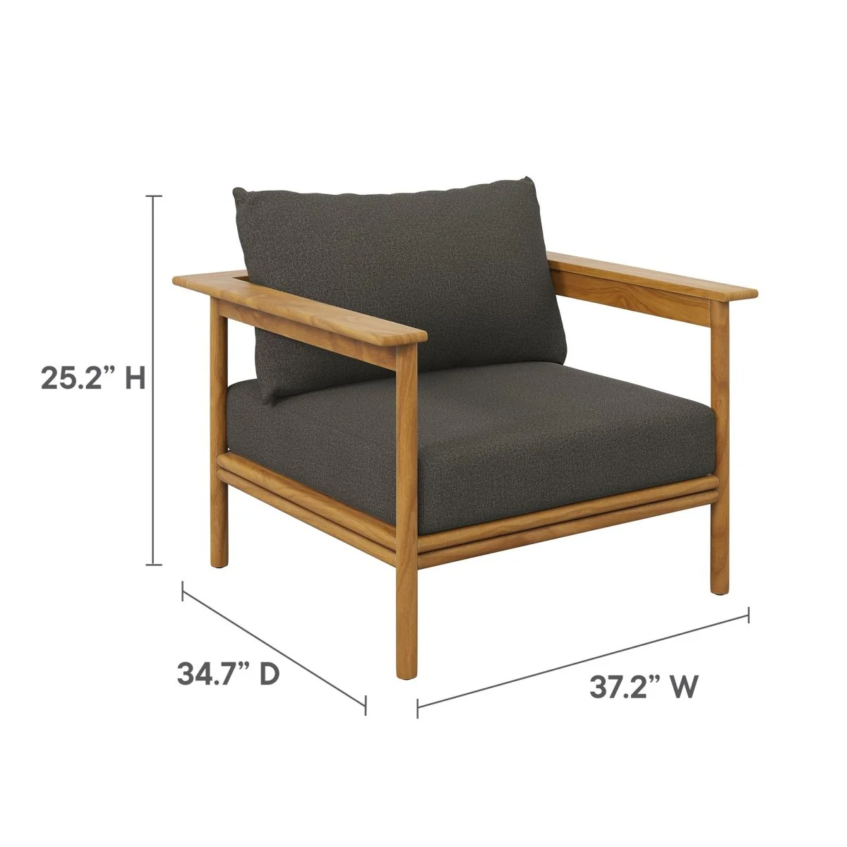 Teak Wood Outdoor Patio Armchair with Fabric Upholstery - Modern Garden Seating - Image 33